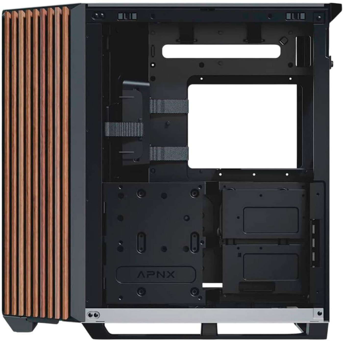 Корпус APNX V1-W Tempered Glass без БП Black/White/Wood (APCM-VI01103.M1)