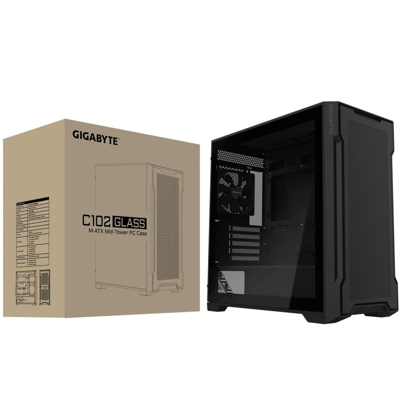 Корпус Gigabyte C102 Glass без БЖ Black (GB-C102G) Без БП