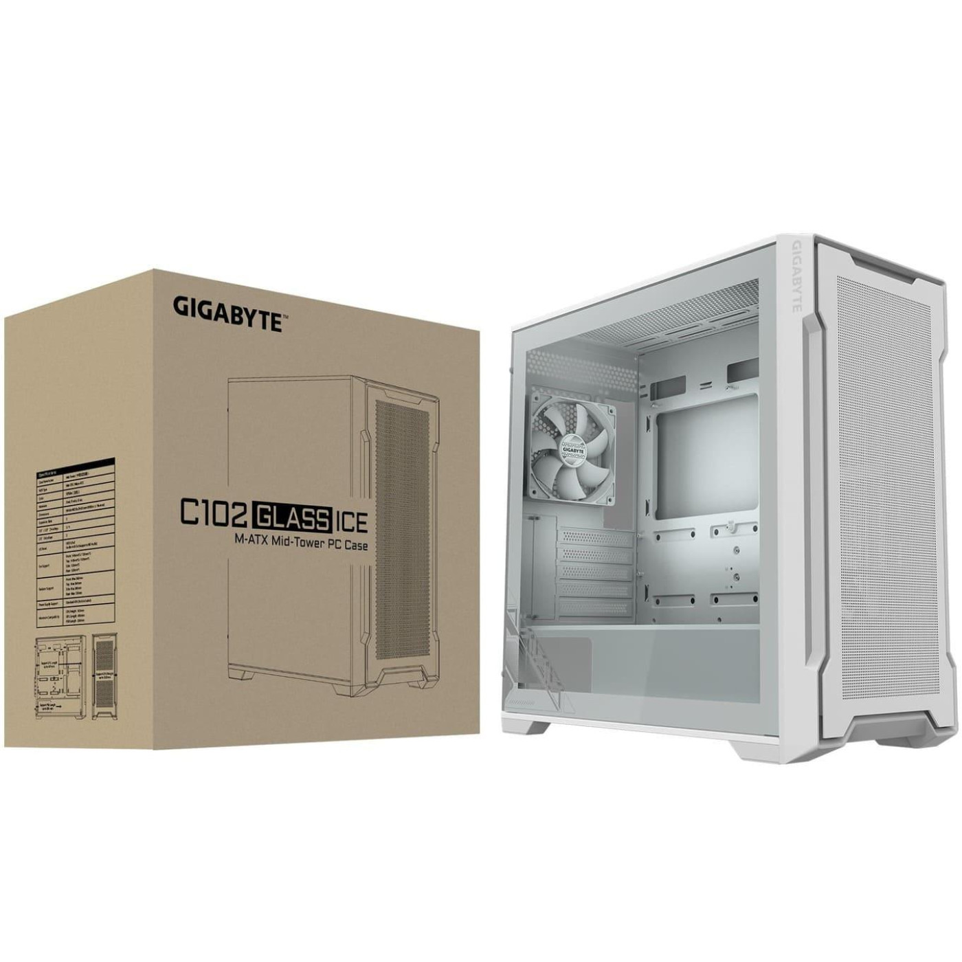 Корпус Gigabyte C102 Glass Ice без БЖ White (GB-C102GI) Без БП