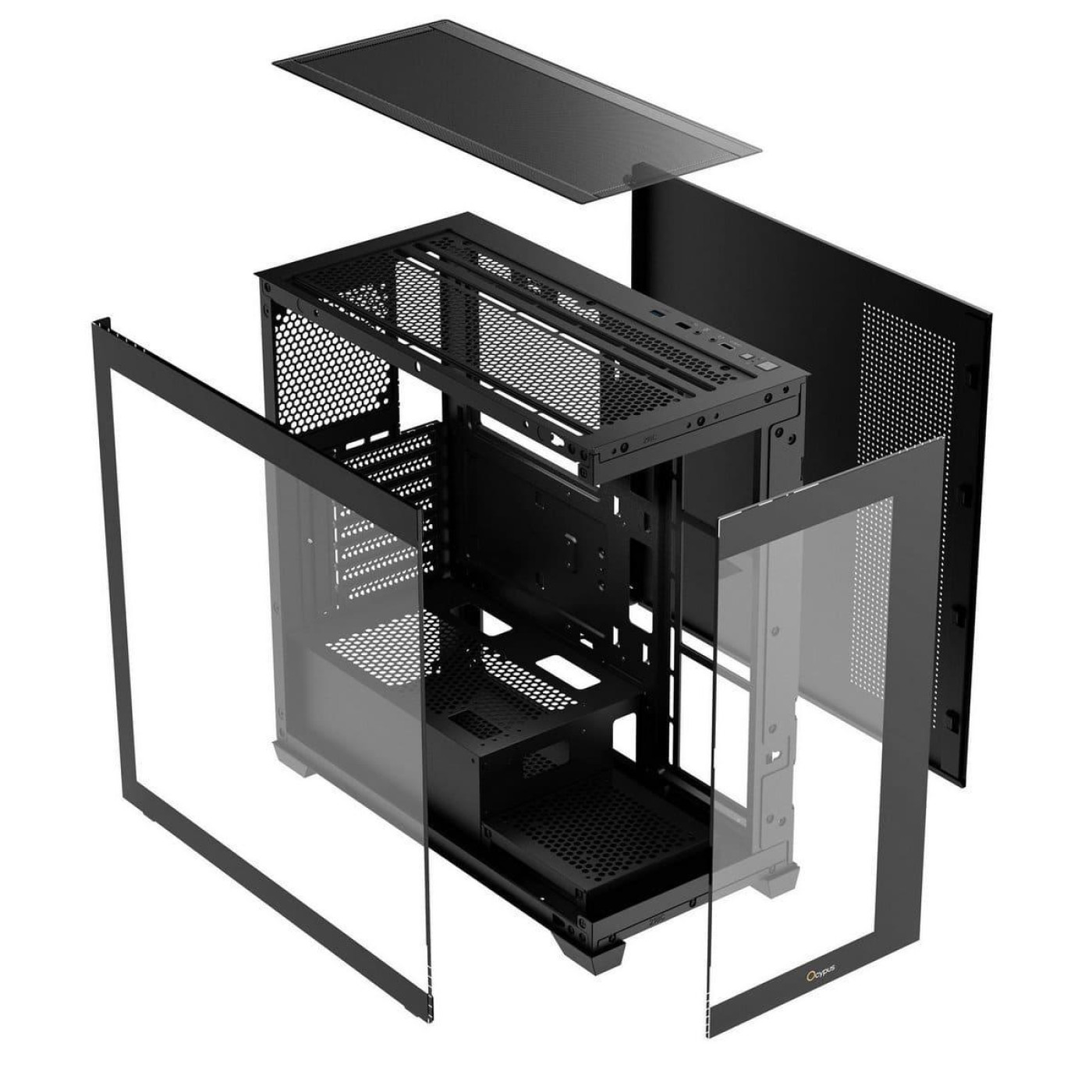 Корпус OCYPUS GAMMA C72 BK ARGB (GAMMA-C72-BKD400XX-GL) Без БП