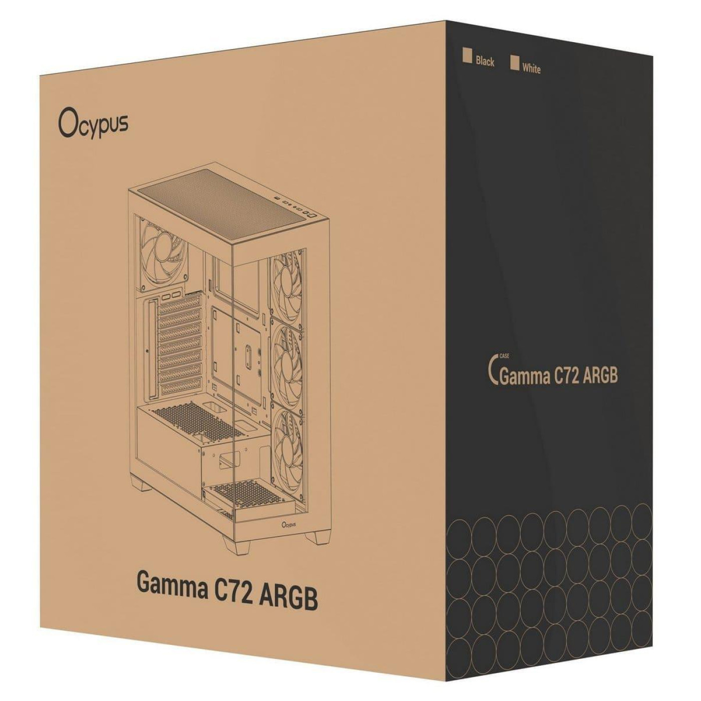 Корпус OCYPUS GAMMA C72 BK ARGB (GAMMA-C72-BKD400XX-GL) Без БП