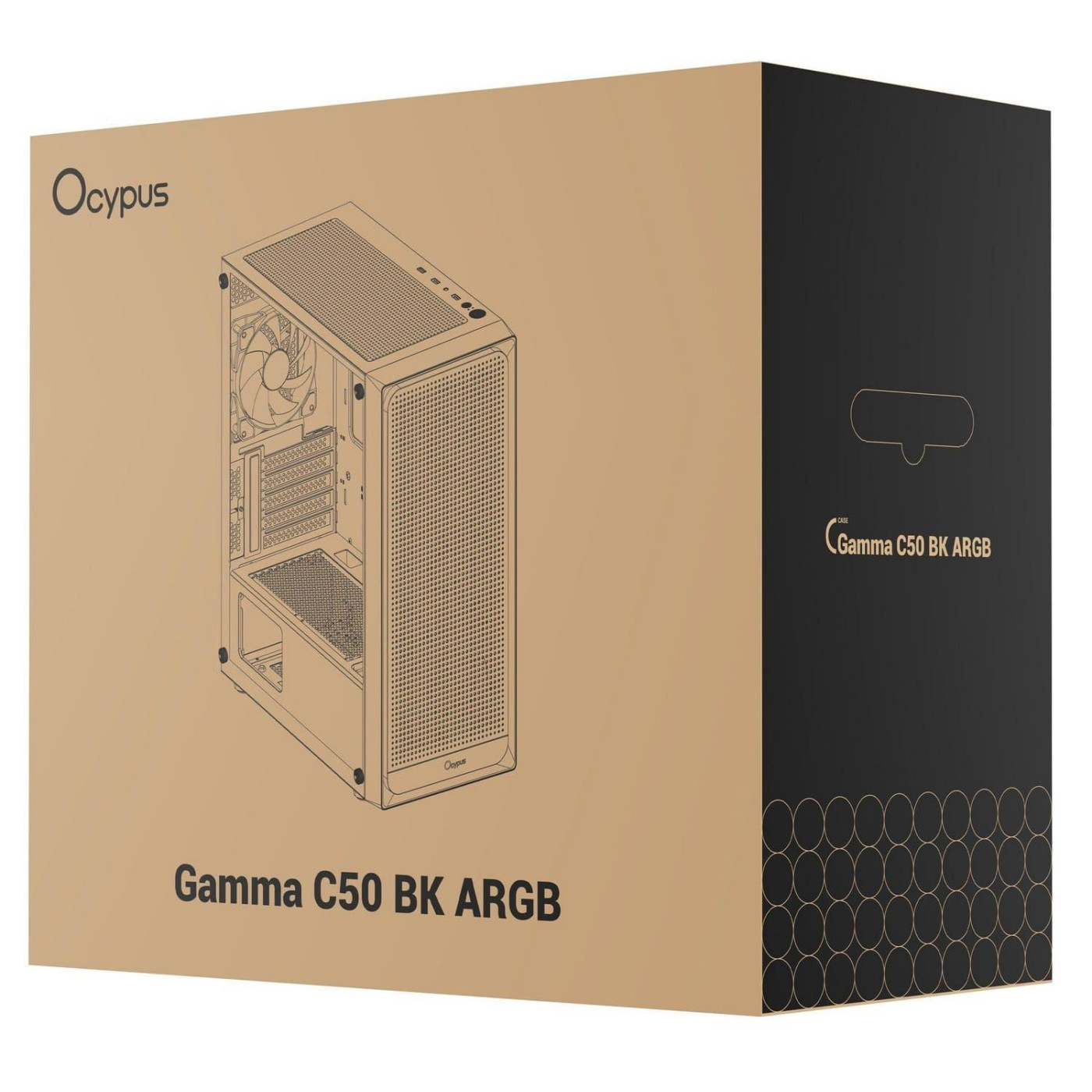 Корпус OCYPUS GAMMA C50 BK ARGB (GAMMA-C50-BKG400XX-GL) Без БП