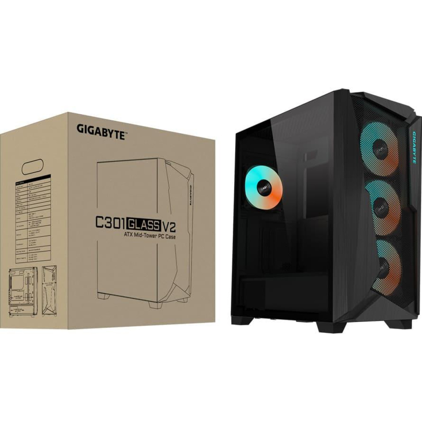 Корпус Gigabyte C301 Glass V2 без БЖ Black (GB-C301G V2) Без БП