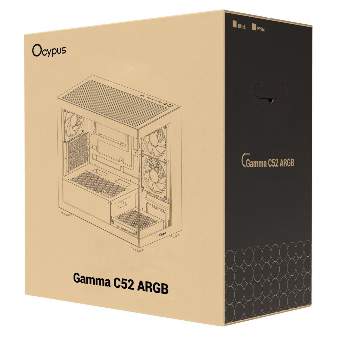 Корпус OCYPUS GAMMA C52 BK ARGB (GAMMA-C52-BKD300XX-GL) Без БП
