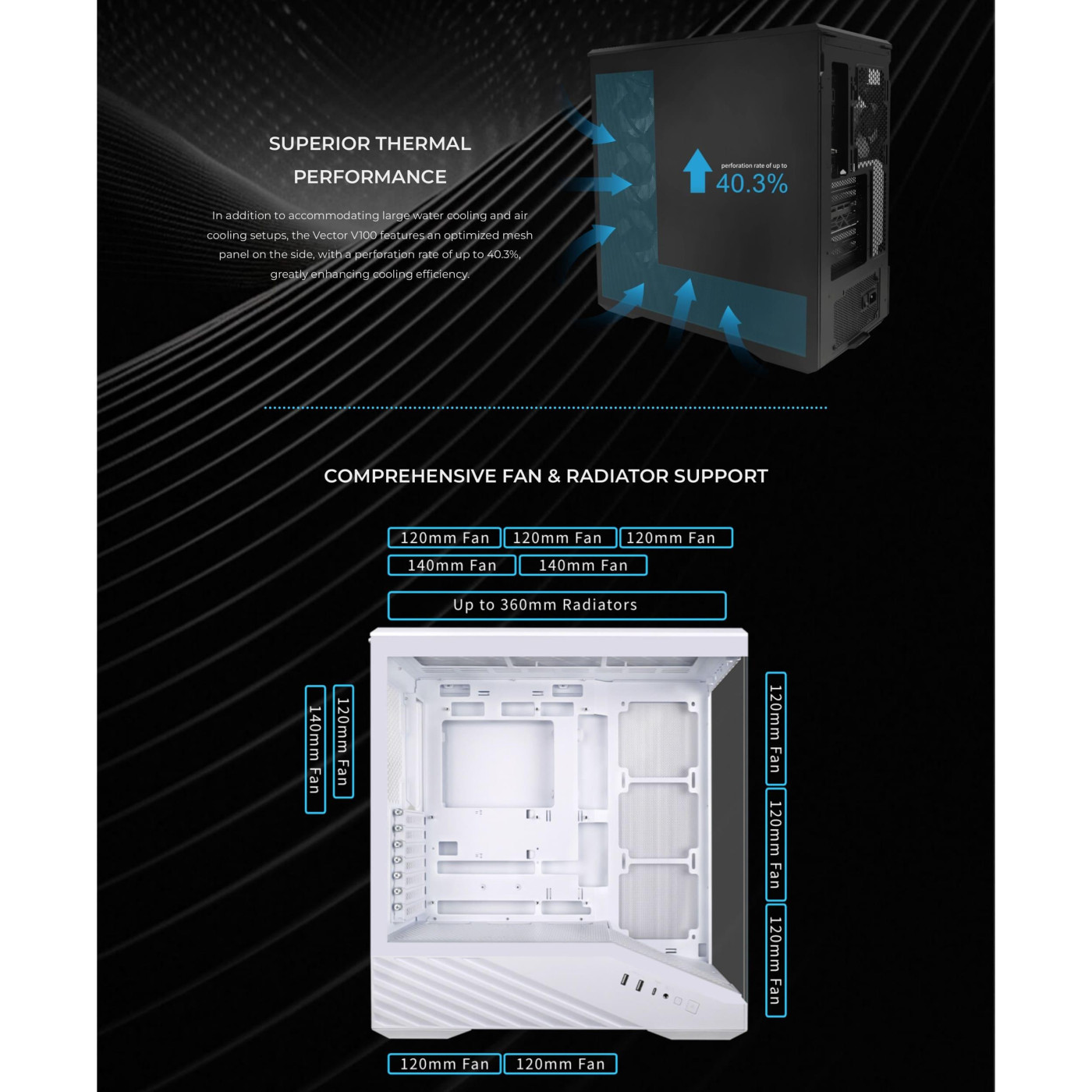 Корпус Lian Li Vector V100R Tempered Glass без БП White (G99.V100RW.01)