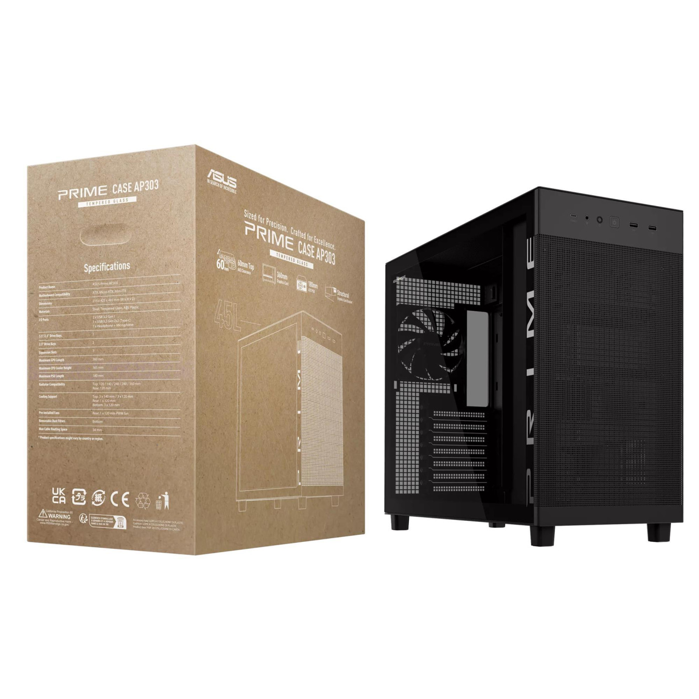 Корпус ASUS Prime AP303 TG Black (90DC00V0-B39010) Без БП