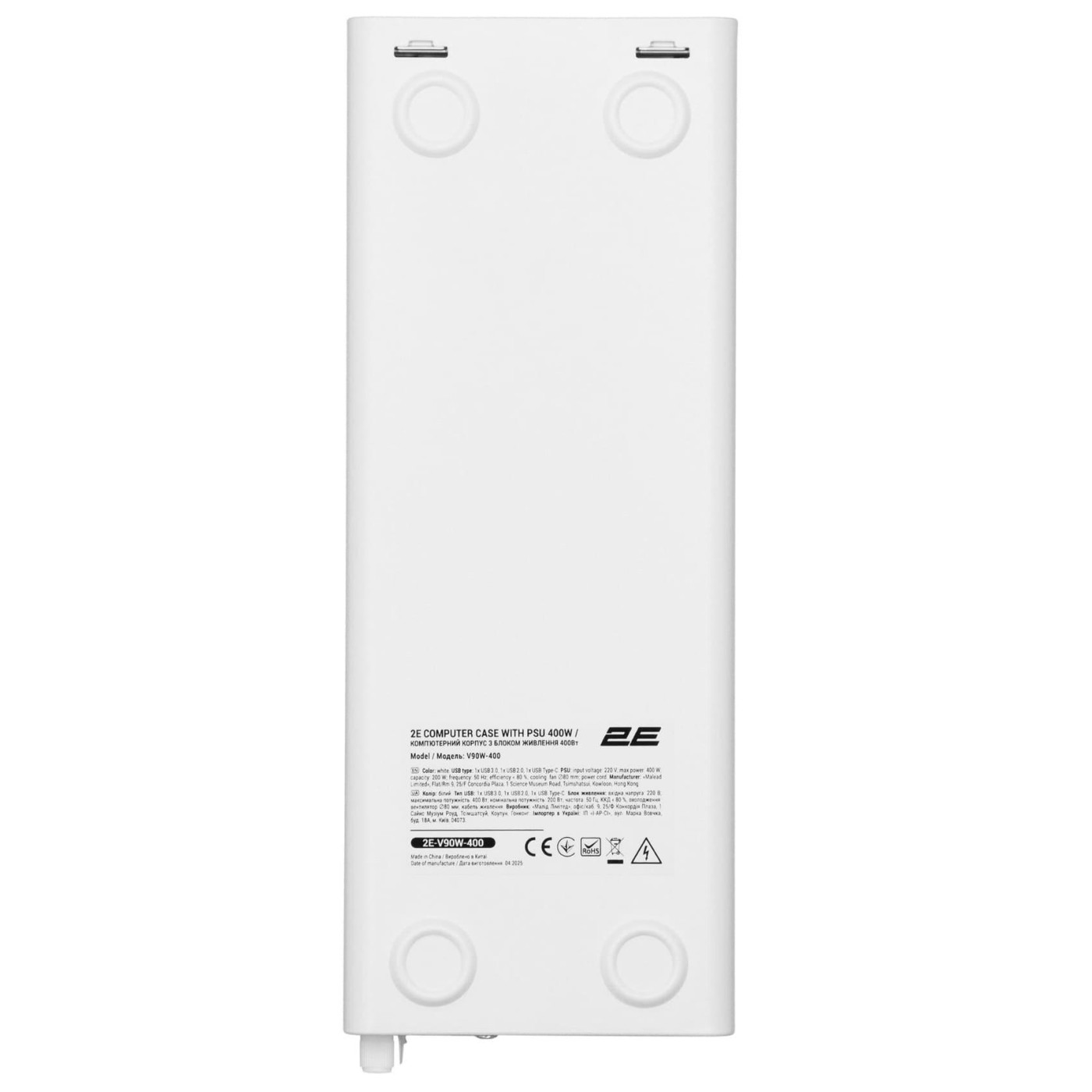 Корпус 2E Credo Slim V90W-400 с БП ATX400 White (2E-V90W-400)