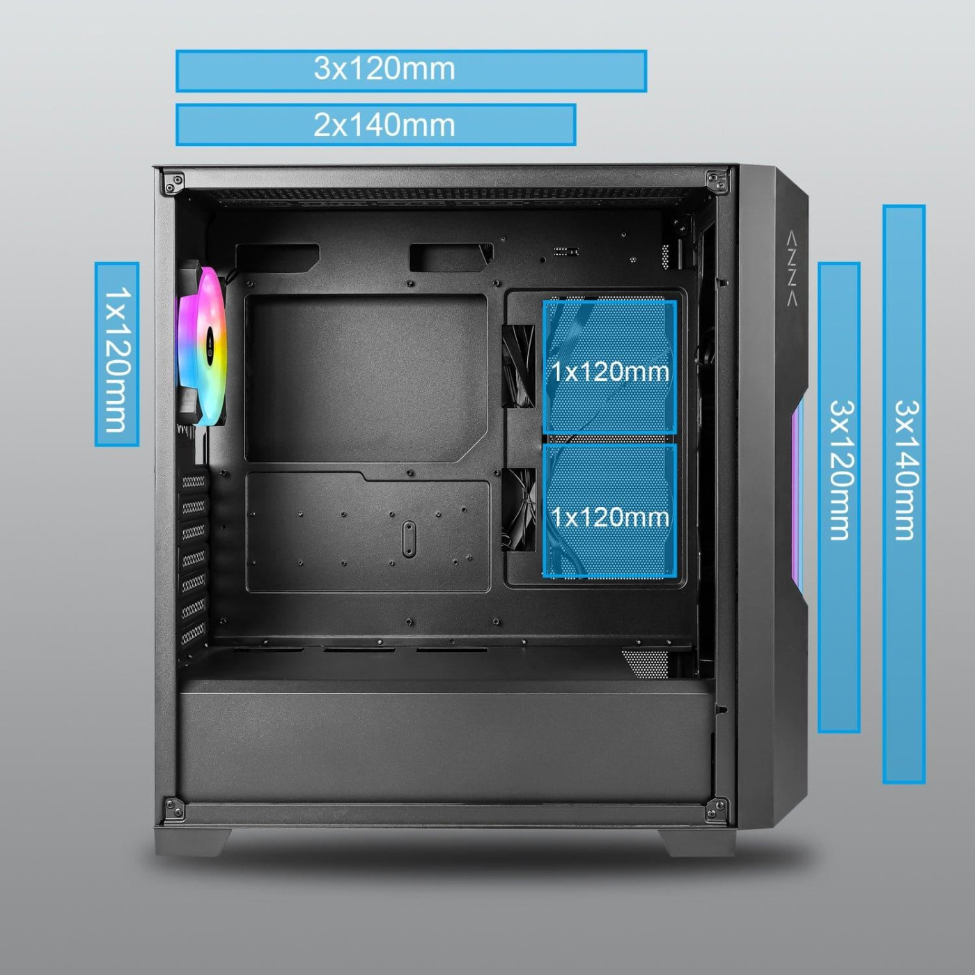 Корпус AZZA GUARDIAN GLASS Black (CSAZ-520BG) Без БП