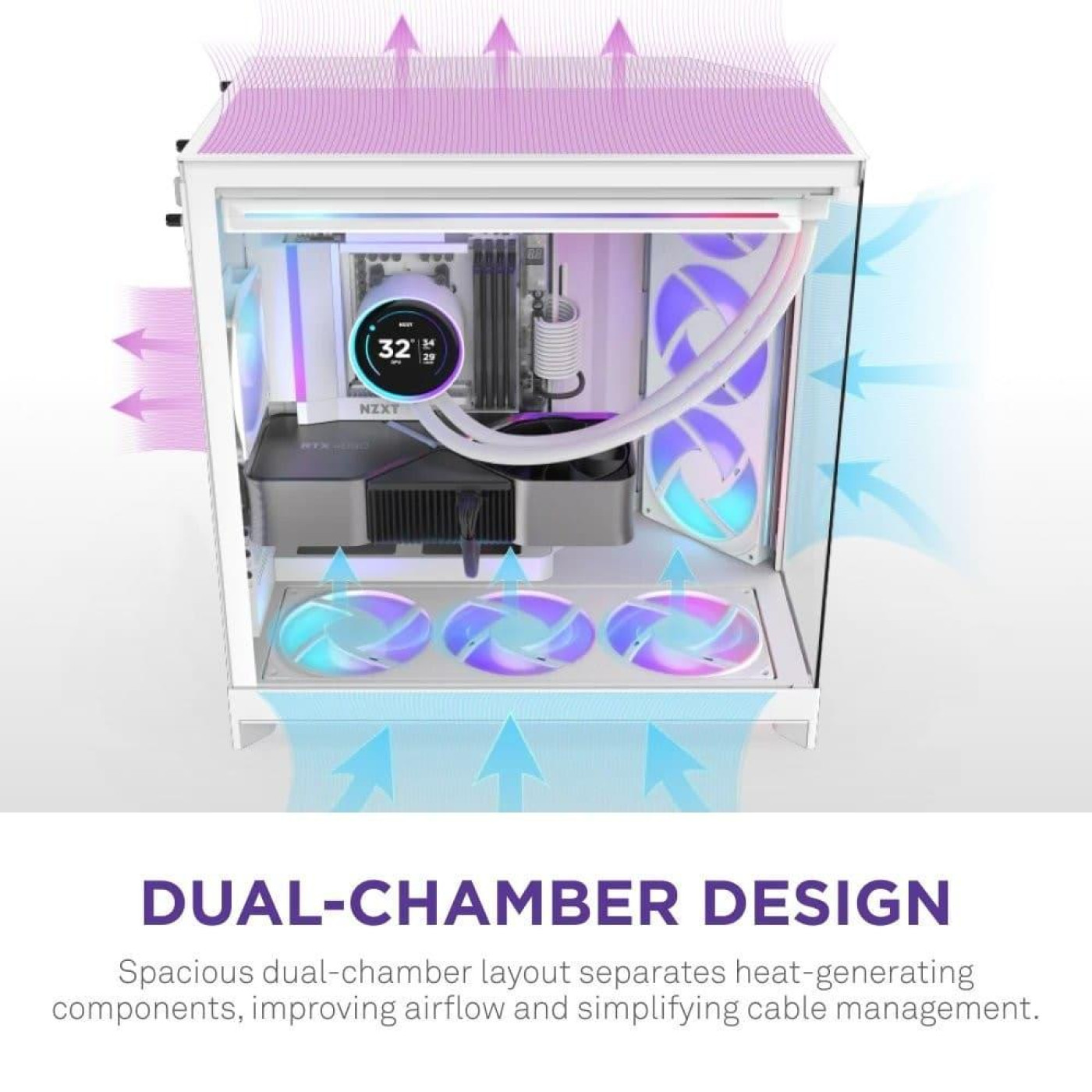 Корпус NZXT H9 Flow RGB Tempered Glass без БЖ White (CM-H92FW-R1)