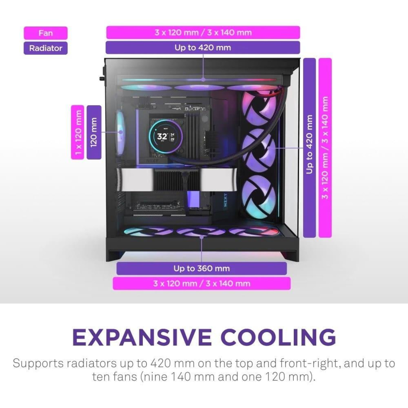 Корпус NZXT H9 Flow RGB+ Tempered Glass без БП Black (CM-H92FB-P1)