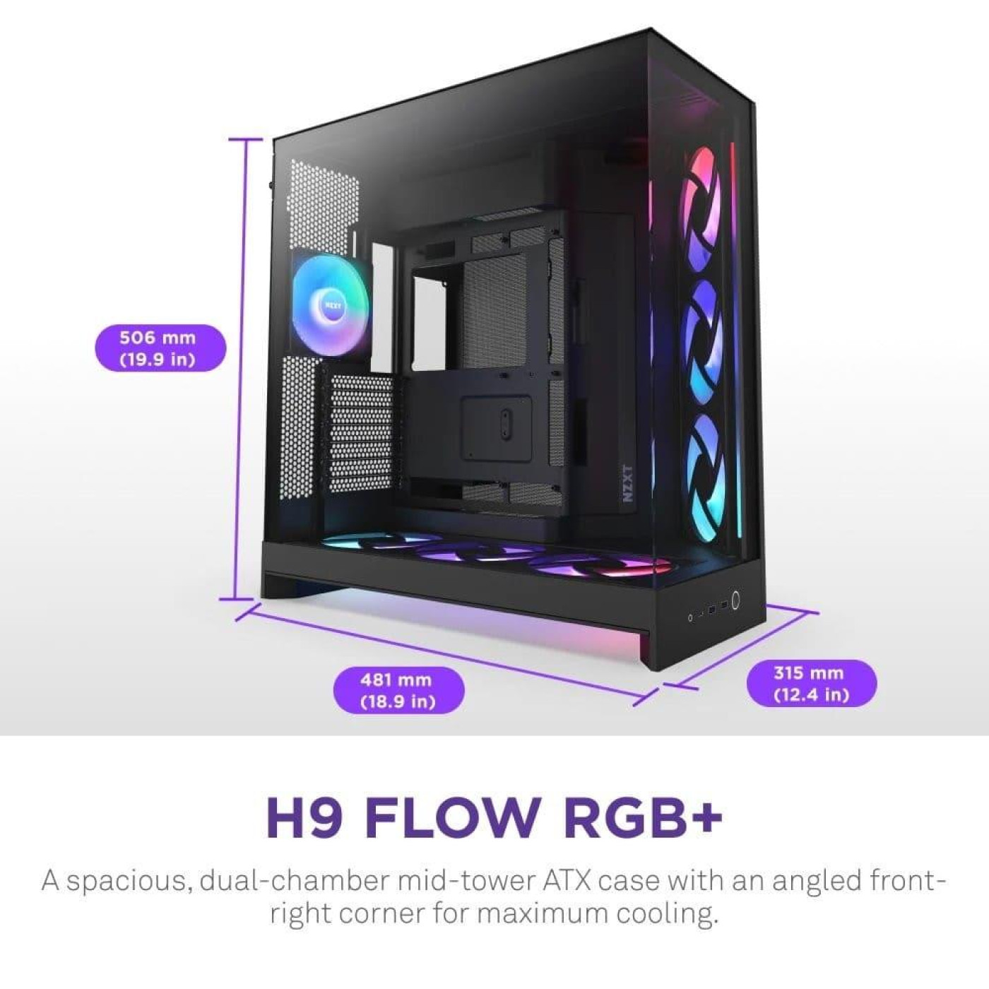 Корпус NZXT H9 Flow RGB+ Tempered Glass без БП Black (CM-H92FB-P1)