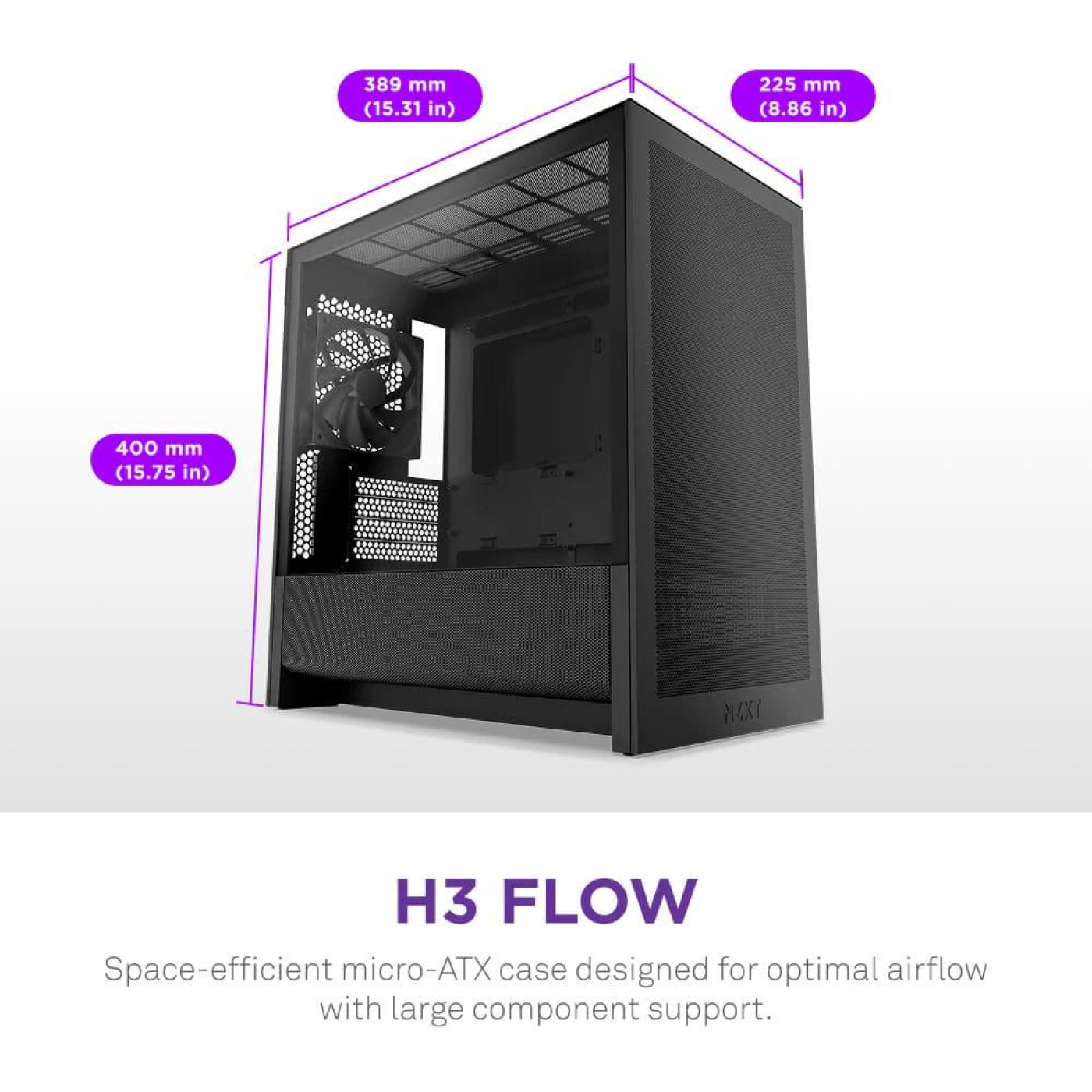 Корпус NZXT H3 Flow Tempered Glass без БП Black (CC-H31FB-01)