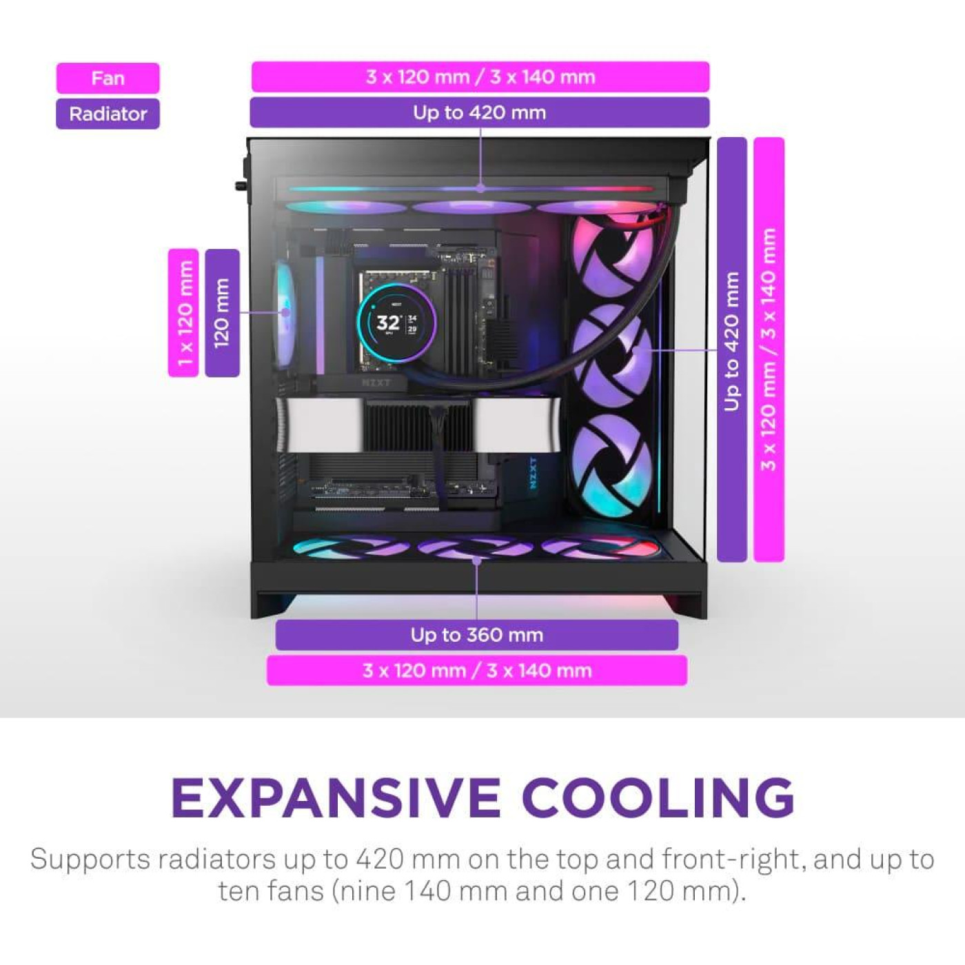 Корпус NZXT H9 Flow RGB Tempered Glass без БЖ Black (CM-H92FB-R1)