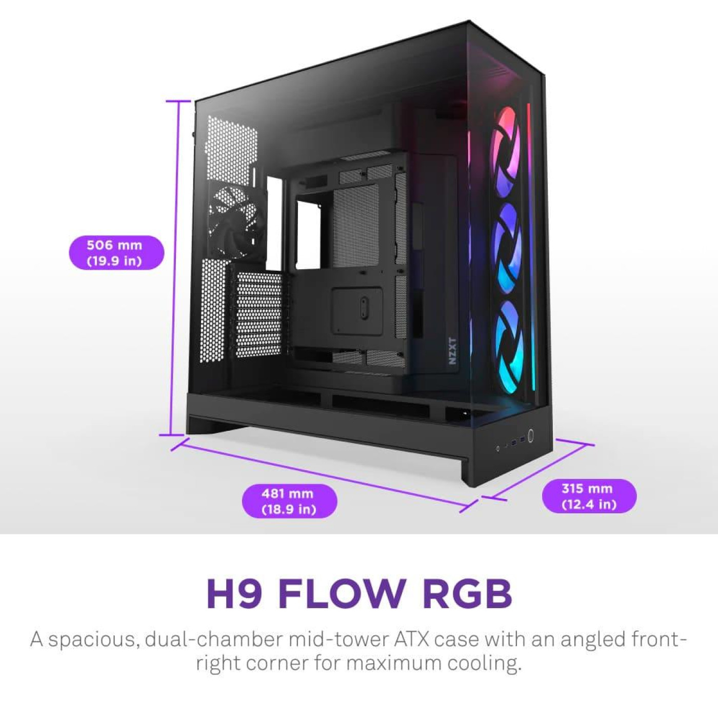 Корпус NZXT H9 Flow RGB Tempered Glass без БЖ Black (CM-H92FB-R1)