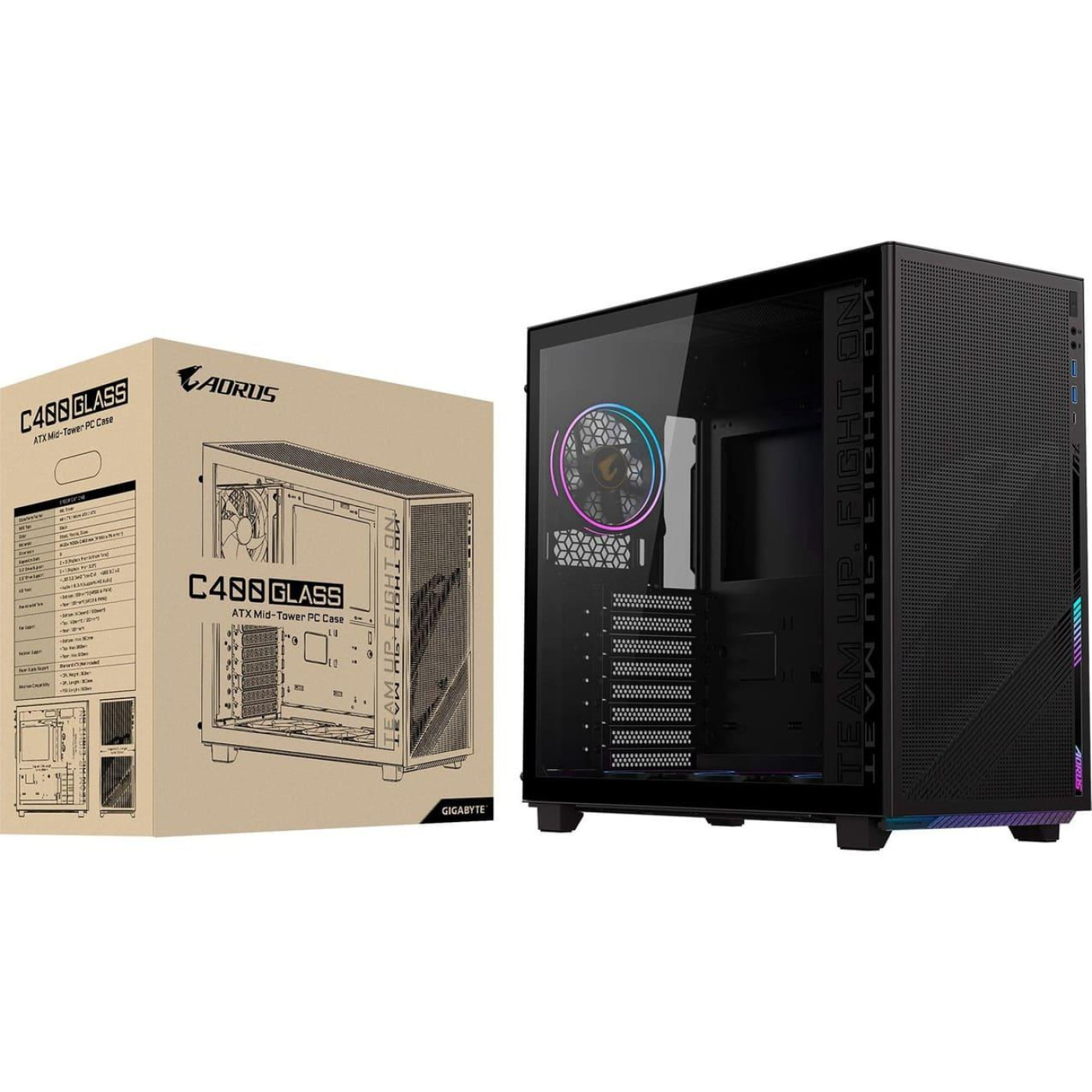 Корпус GIGABYTE AORUS C400 Glass без БЖ Black (GB-AC400G)