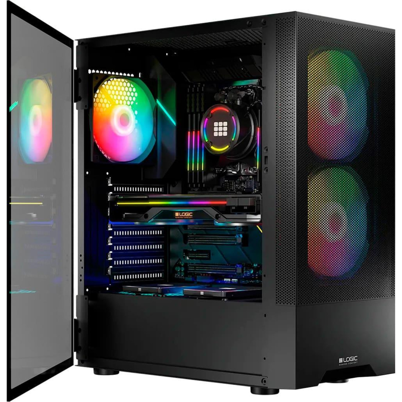 Корпус LogicConcept ARYA MESH+GLASS ARGB fans 2x140mm+1x120mm BLACK без БЖ ATX (AT-ARYA-10-000000-0002) Без БП