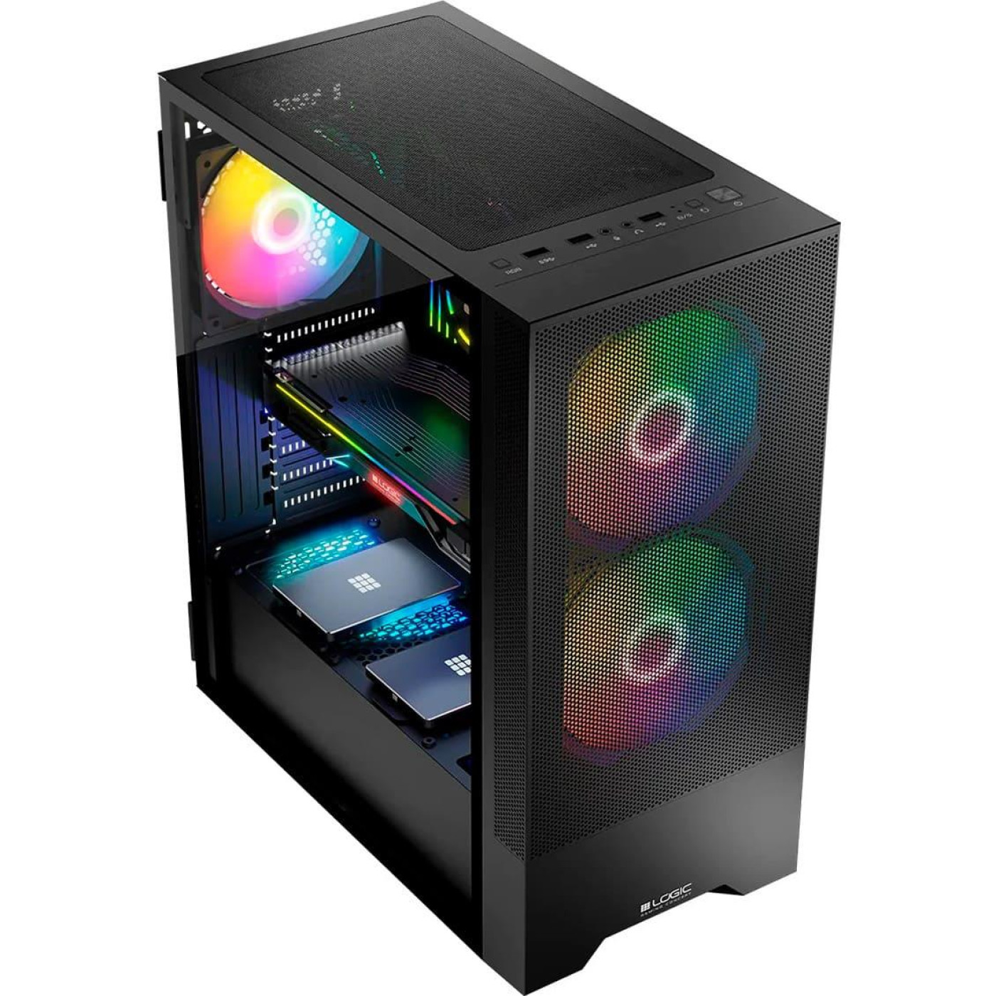 Корпус LogicConcept ARYA MESH+GLASS ARGB fans 2x140mm+1x120mm BLACK без БЖ ATX (AT-ARYA-10-000000-0002) Без БП
