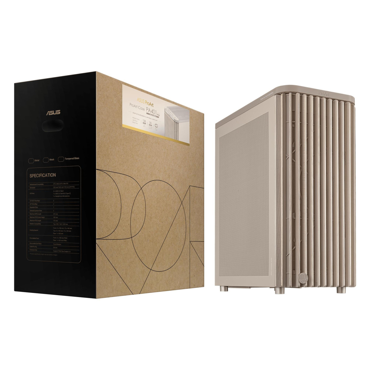 Корпус ASUS ProArt PA401 Wood Edition - Mesh Beige (90DC00M7-B39000) Без БП