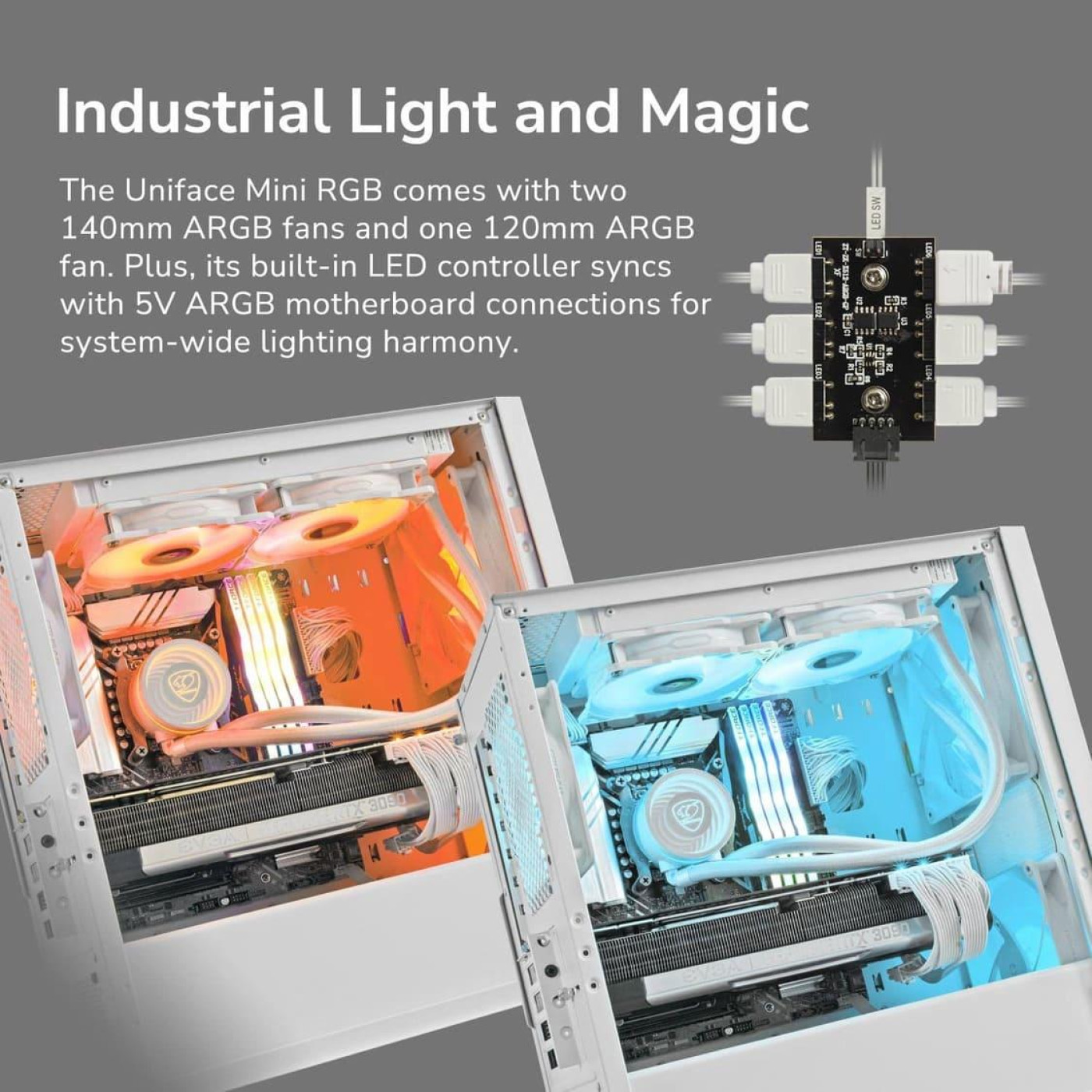 Корпус Cougar Uniface Mini RGB White (UNIFACE MINI RGB White) Без БП