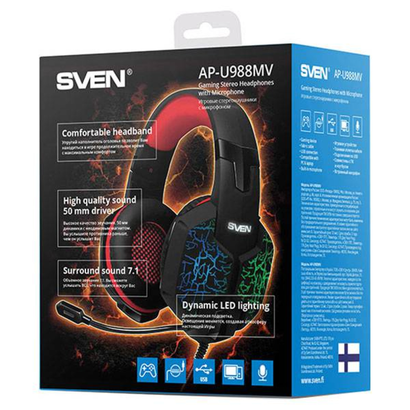 Игровая гарнитура Sven AP-U988MV Black-Red (00850197)
