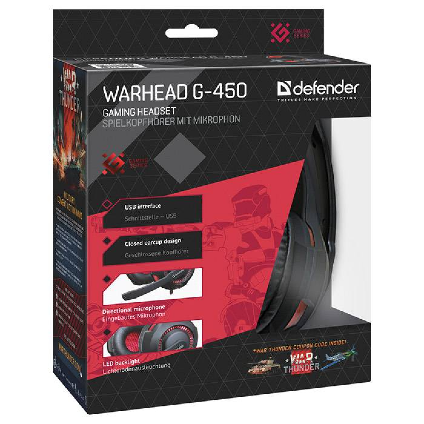 Ігрова гарнітура Defender Warhead G-450 USB, підсвітка (64146)