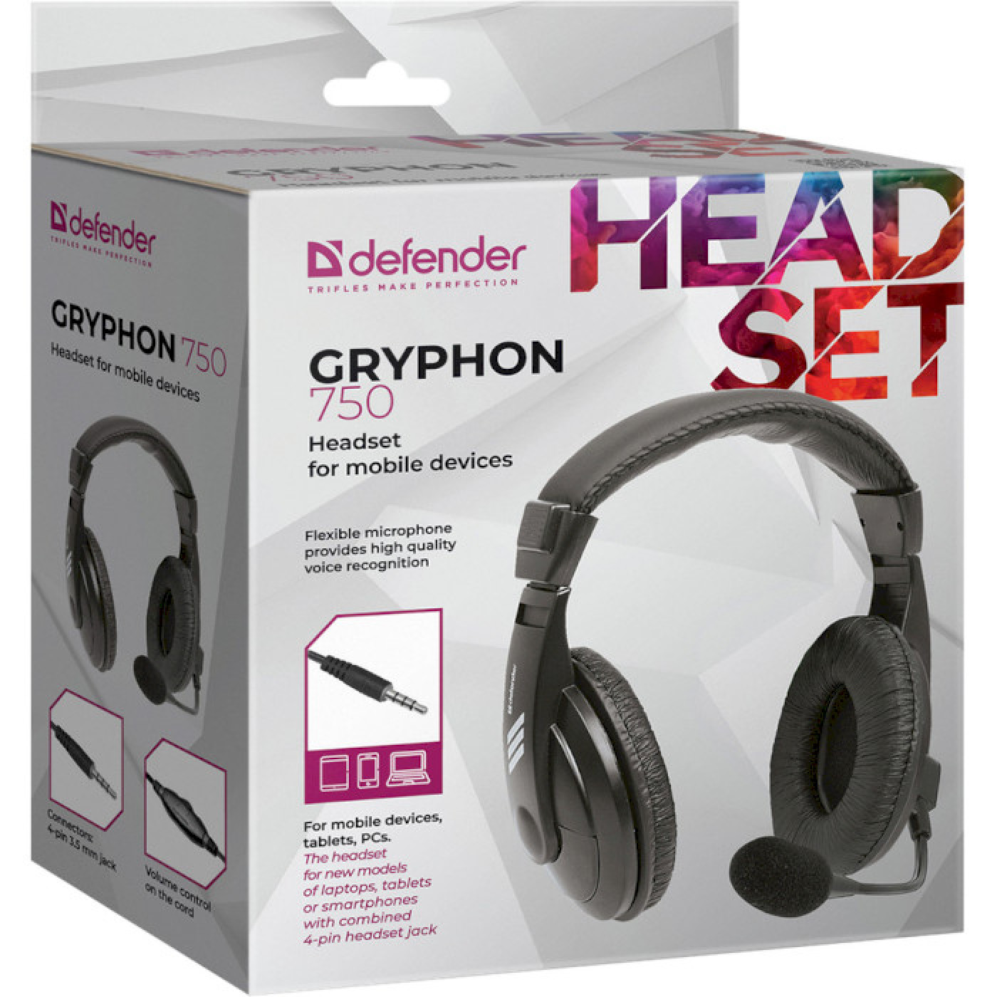 Ігрова гарнітура Defender Gryphon 750 Black, 4-pin, кабель 2 м (63755)