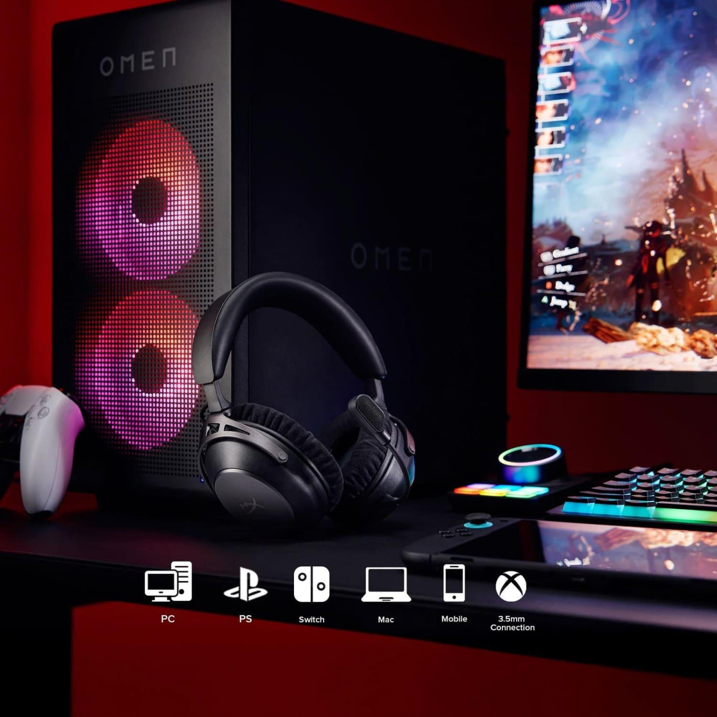 Игровая гарнитура HyperX Cloud Alpha 2 WL/BT/mini-jack/USB-A/USB-C Black (AJ5C7AA)