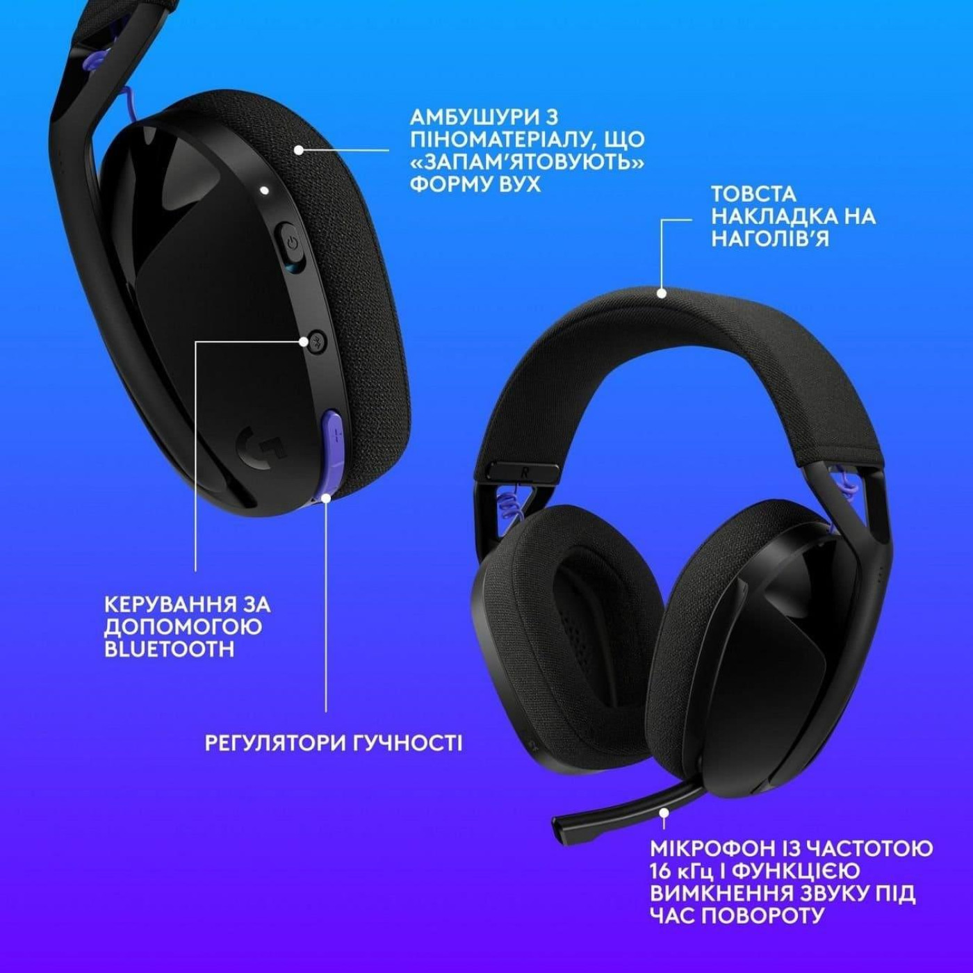 Игровая гарнитура Logitech G321 Lightspeed Wireless Black (981-001563) U1