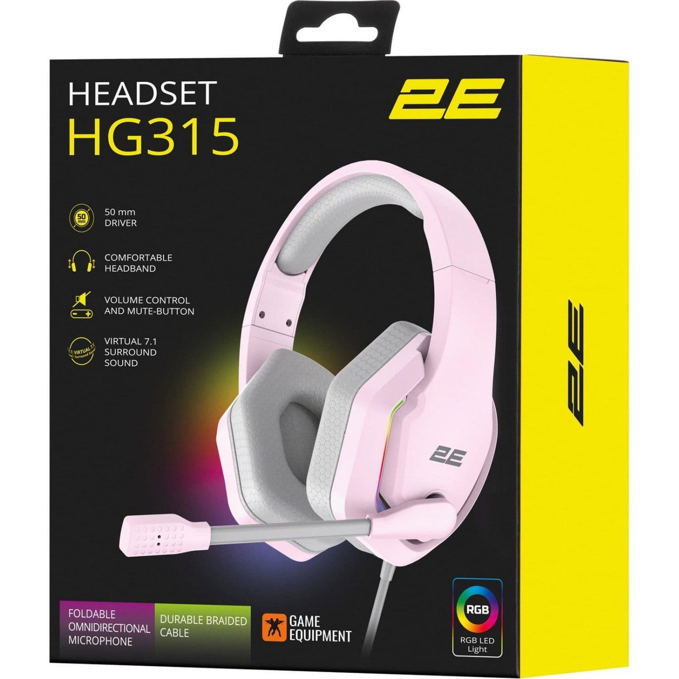 Игровая гарнитура 2E Gaming HG315 RGB USB 7.1 Pink (2E-HG315PK-7.1)