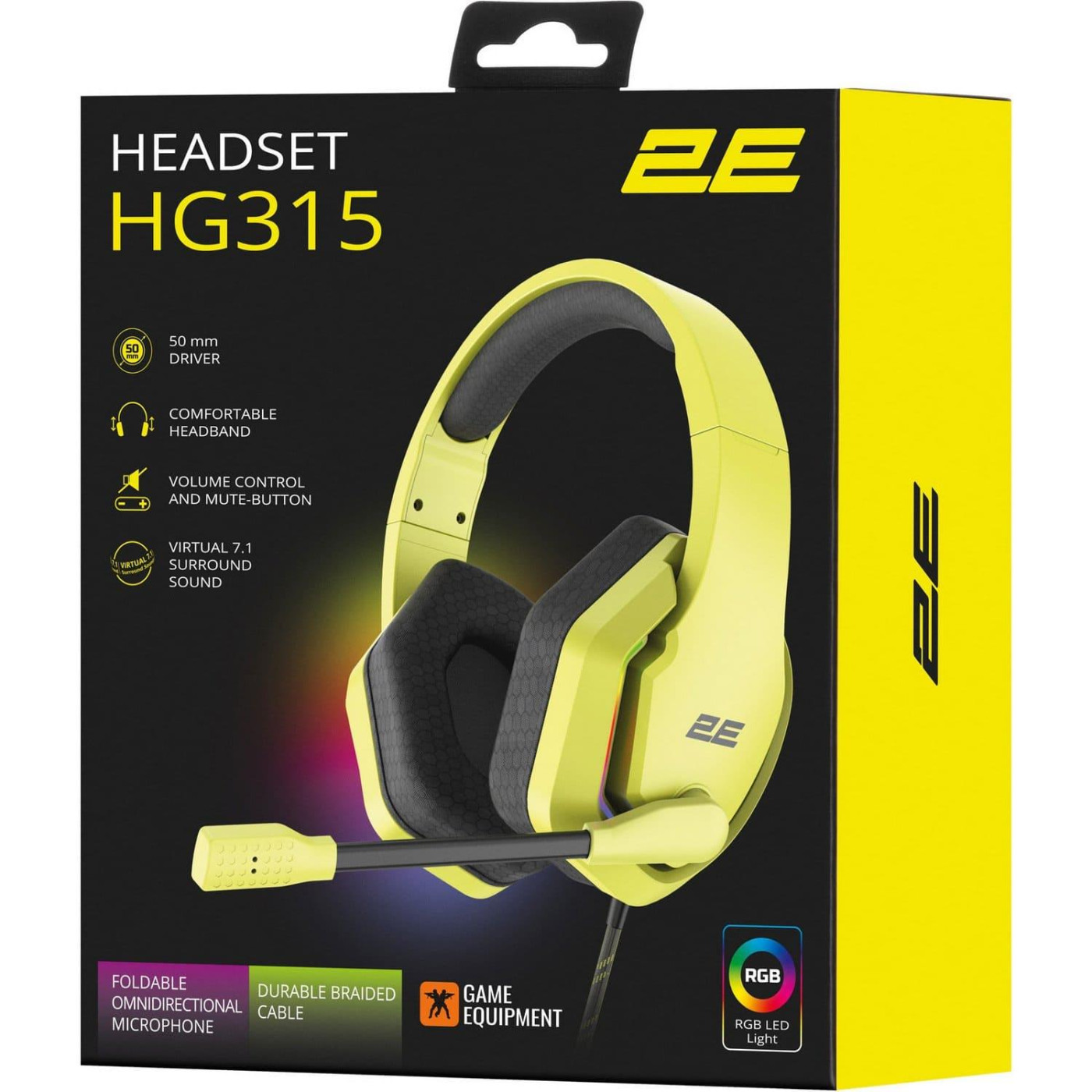 Игровая гарнитура 2E Gaming HG315 RGB USB 7.1 Yellow (2E-HG315YW-7.1)