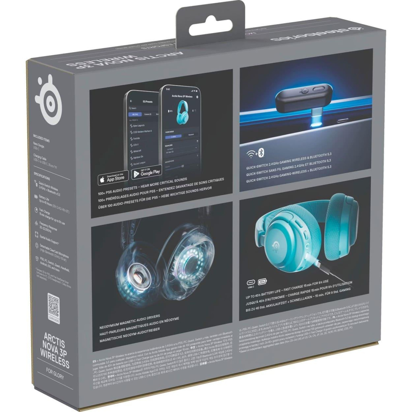Игровая гарнитура SteelSeries Arctis Nova 3P Wireless MultiPlatform Aqua (61688)