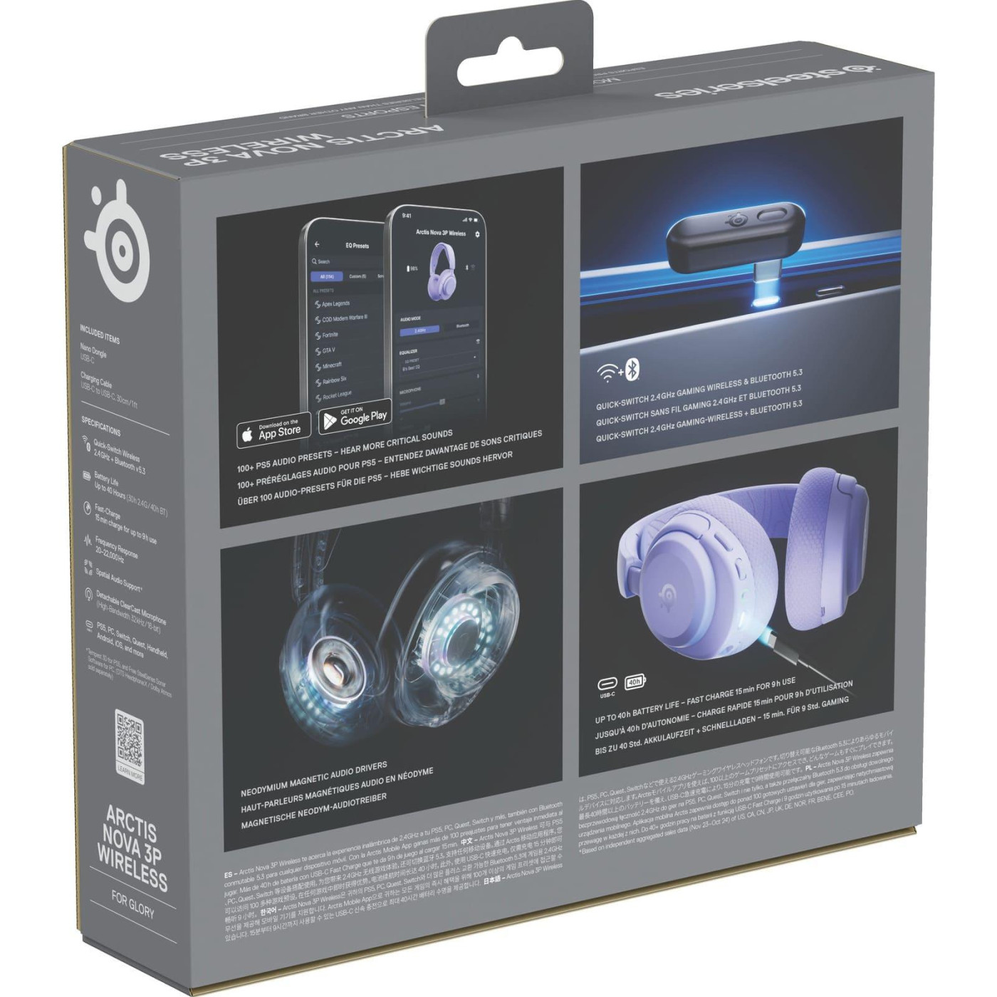 Игровая гарнитура SteelSeries Arctis Nova 3P Wireless MultiPlatform Lavender (61692)