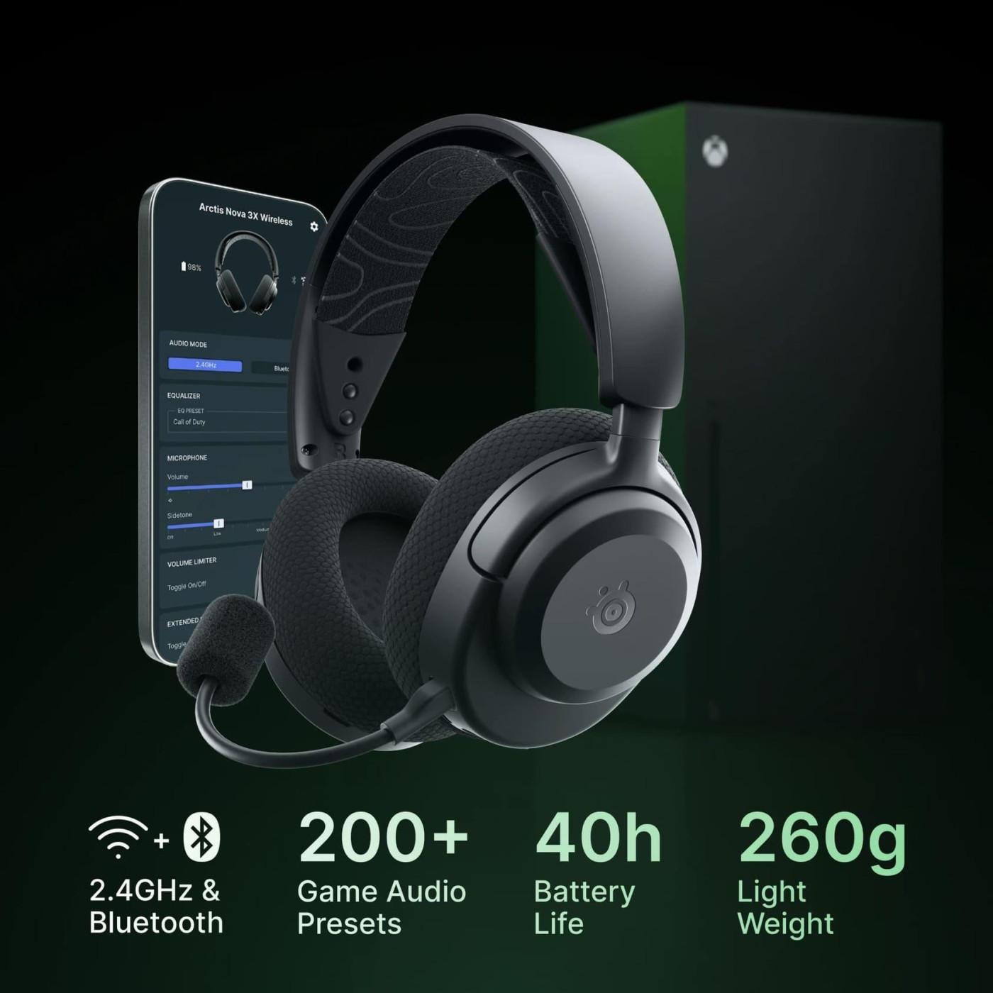 Игровая гарнитура SteelSeries Arctis Nova 3X Wireless MultiPlatform/Xbox Black (61689)