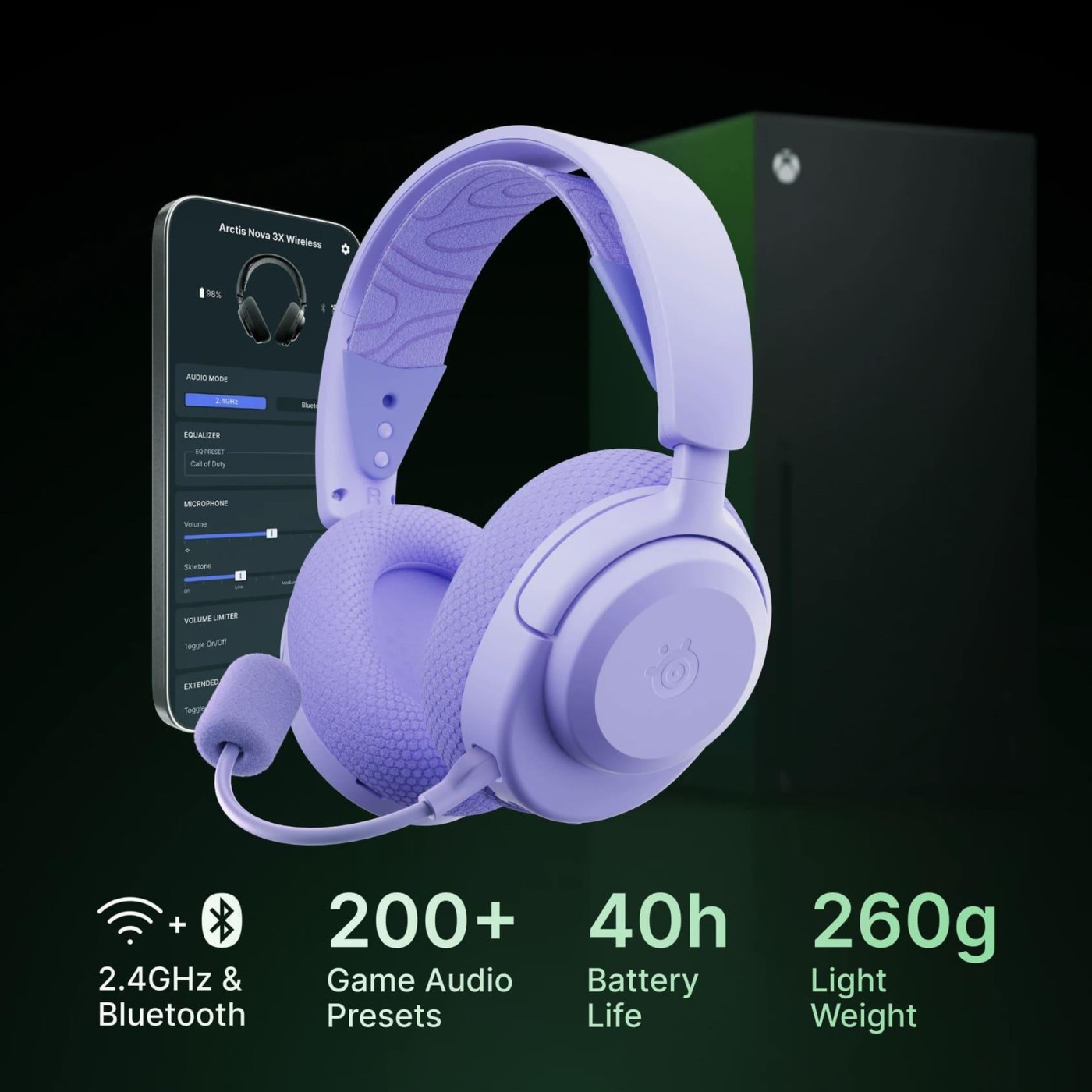 Игровая гарнитура SteelSeries Arctis Nova 3X Wireless MultiPlatform/Xbox Lavender (61693)