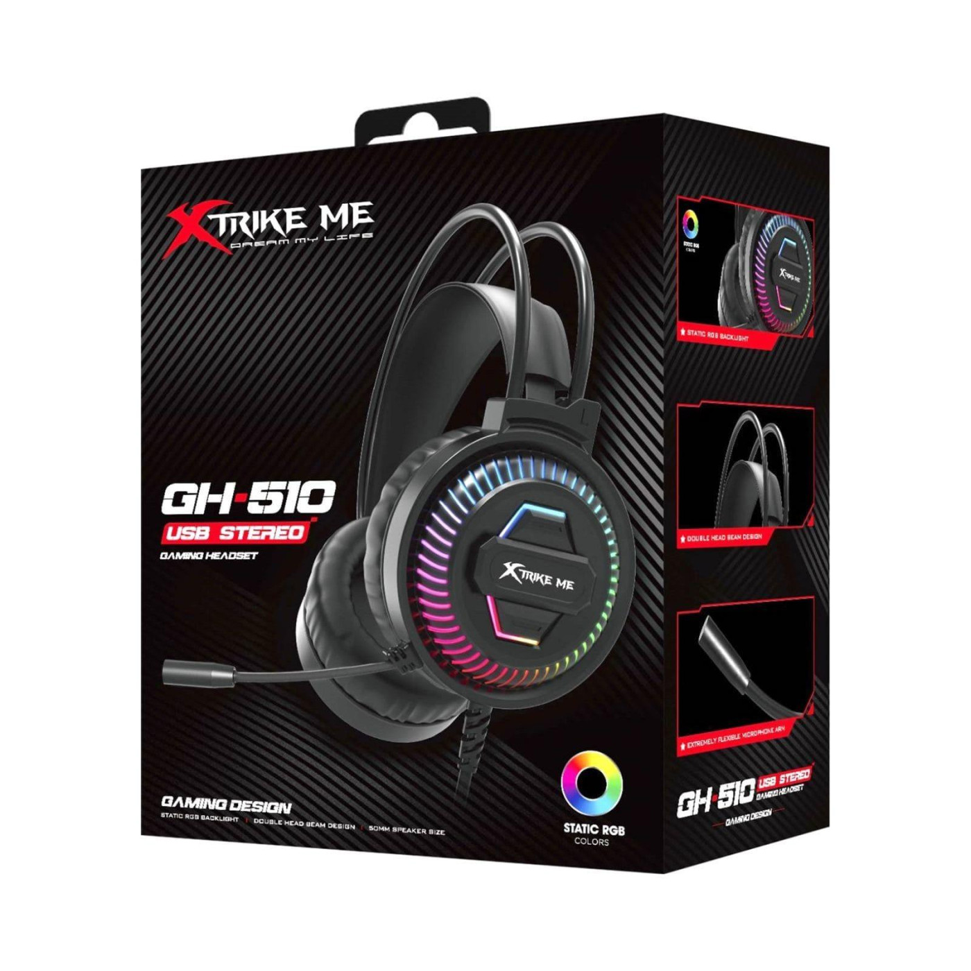 Ігрова гарнітура Xtrike Me GH-510 USB RGB Black (GH-510)
