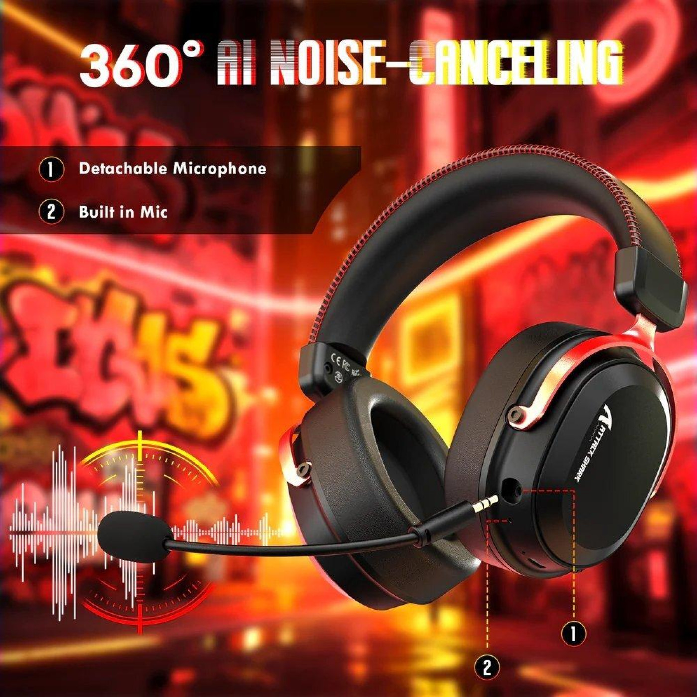 Игровая гарнитура Attack Shark L30 Pro Wireless (AS-6979033730137-BR) Black/Red (G-000003991)