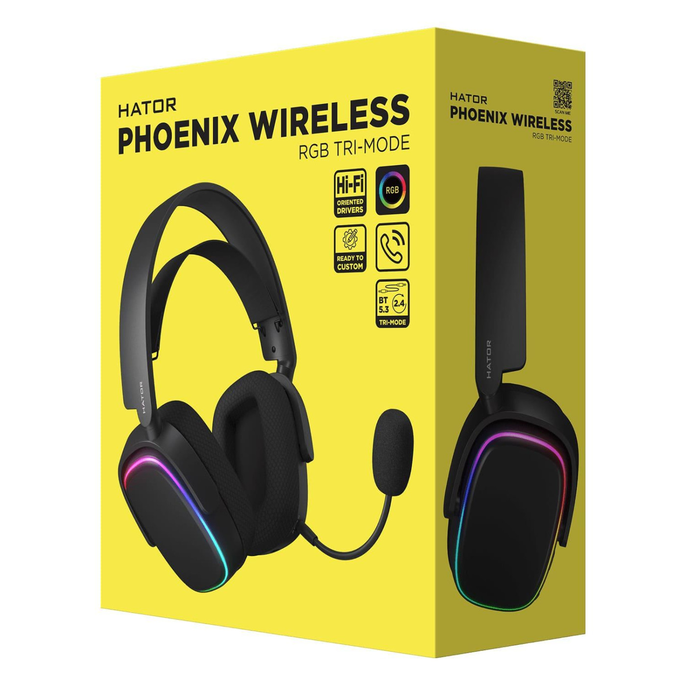 Ігрова гарнітура HATOR Phoenix Wireless RGB Tri-mode Black (HTA-870) U1