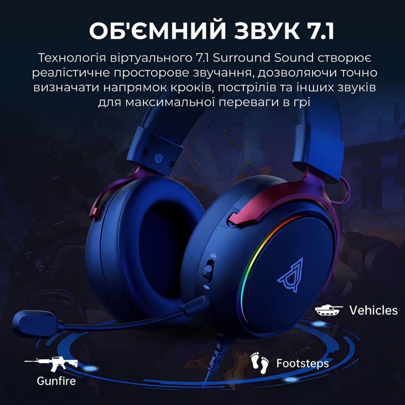 Игровая гарнитура Ajazz AHW10 Black (AHW10-B)