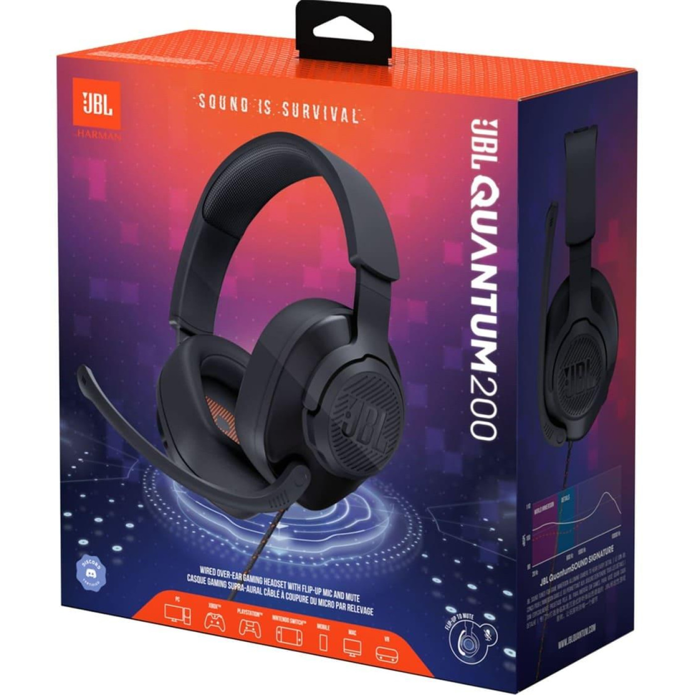 Ігрова гарнітура JBL Quantum 200 Black (JBLQUANTUM200BLK)