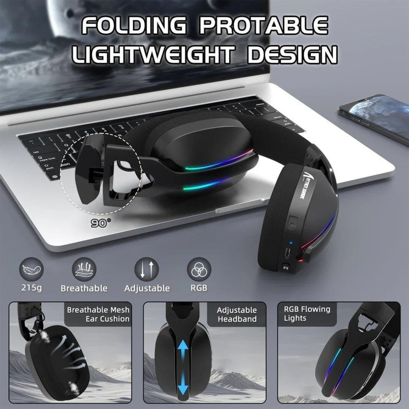 Игровая гарнитура Attack Shark L90 Wireless (AS-L90-B) Black (G-000003711)