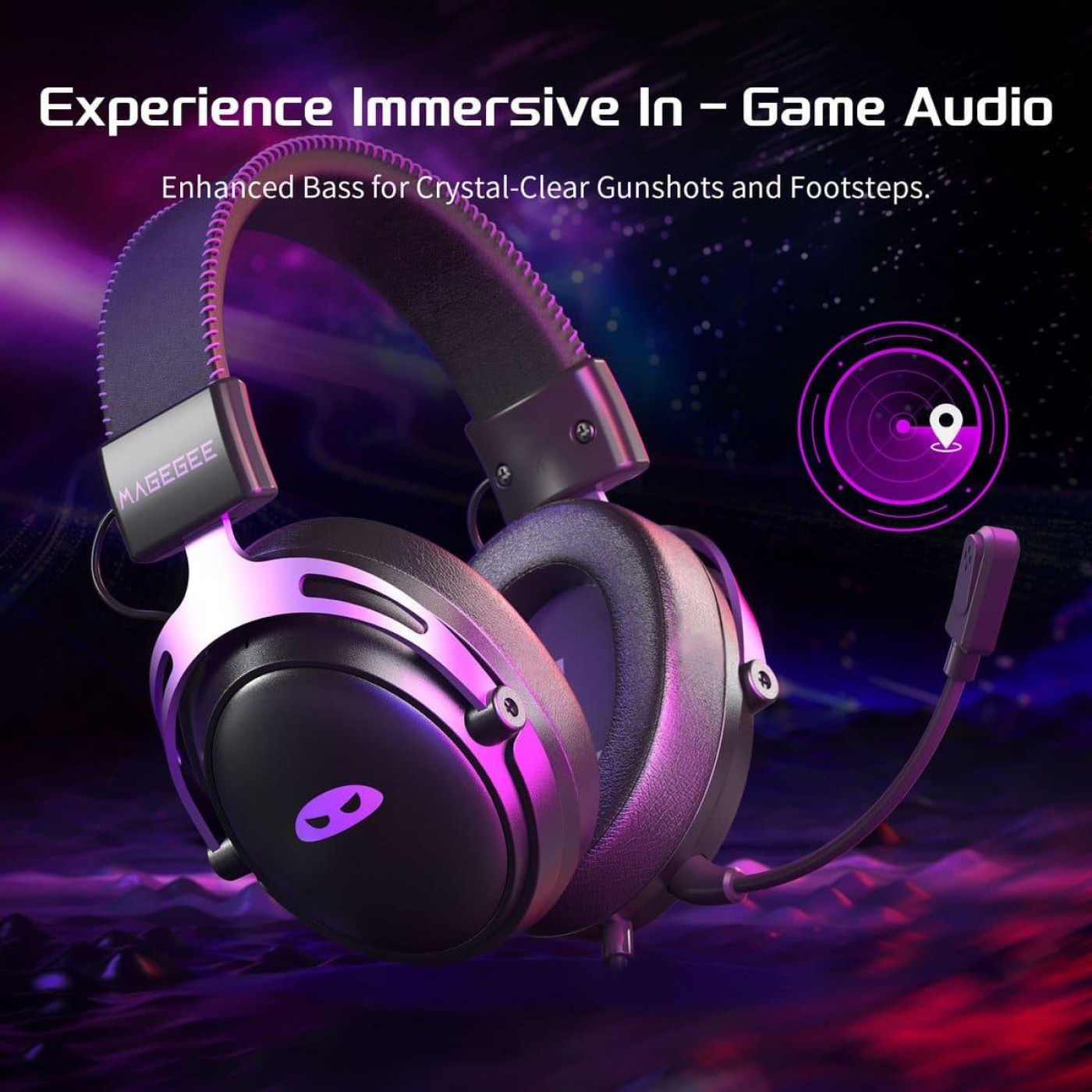 Игровая гарнитура MageGee Wing (6971969724549) Black/Purple (G-000003960)