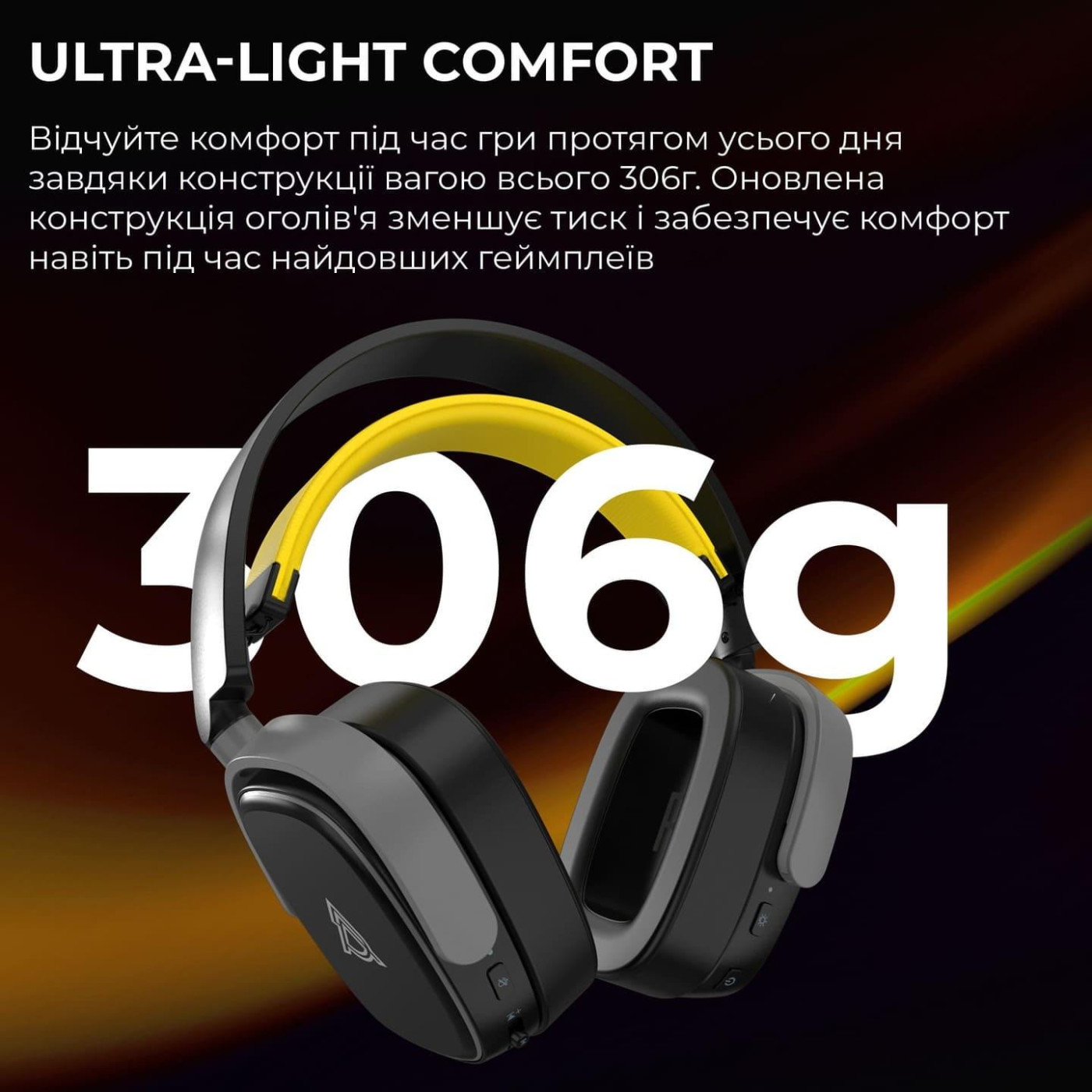 Игровая гарнитура Ajazz AHM09 MAX Black Gray Yellow (AHM09-MAX-BGY) U1