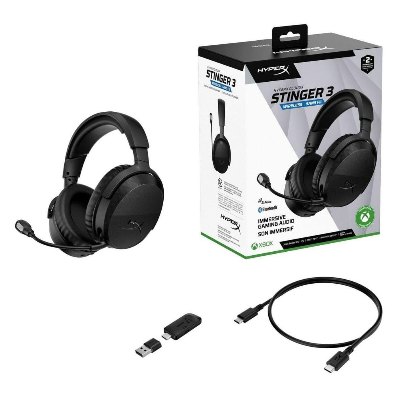 Игровая гарнитура HyperX Cloud Stinger 3 Xbox WL/BT/USB-A/USB-C Black (BS1U0AA)