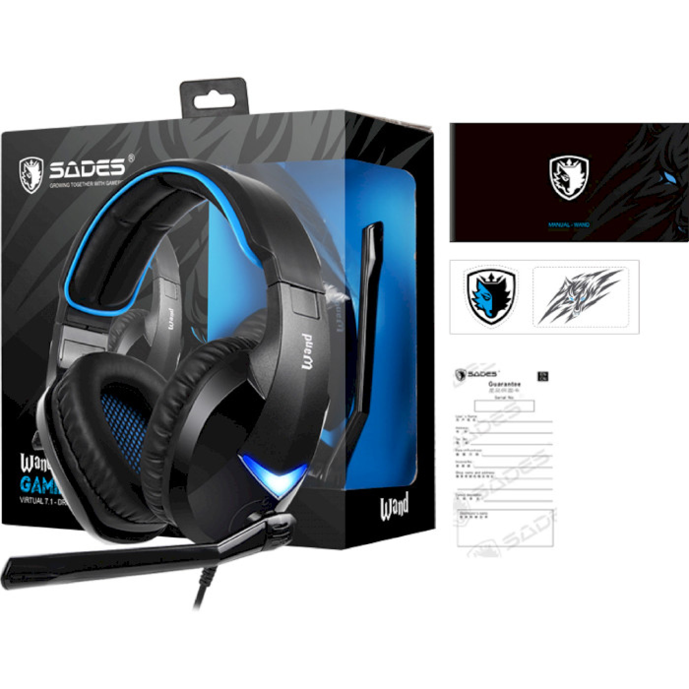 Игровая гарнитура Sades SA-914 Wand Black/Blue LED (sa914bku)