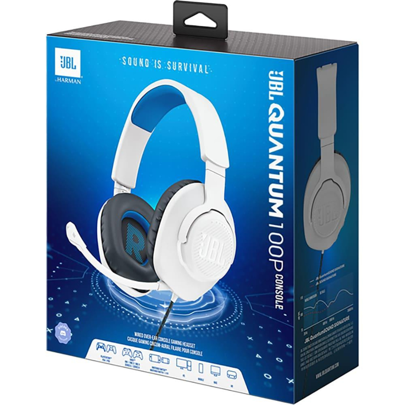 Игровая гарнитура JBL Quantum 100P Console White (JBLQ100PWHTBLU)