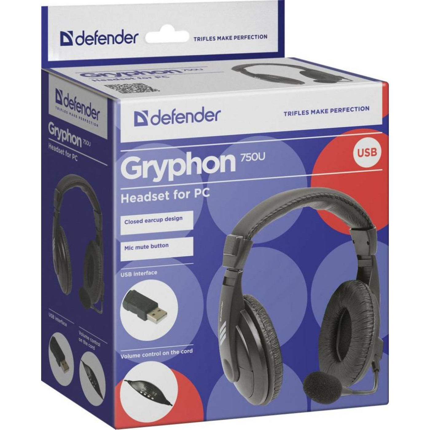 Ігрова гарнітура Defender Gryphon 750U USB чорні (63752)