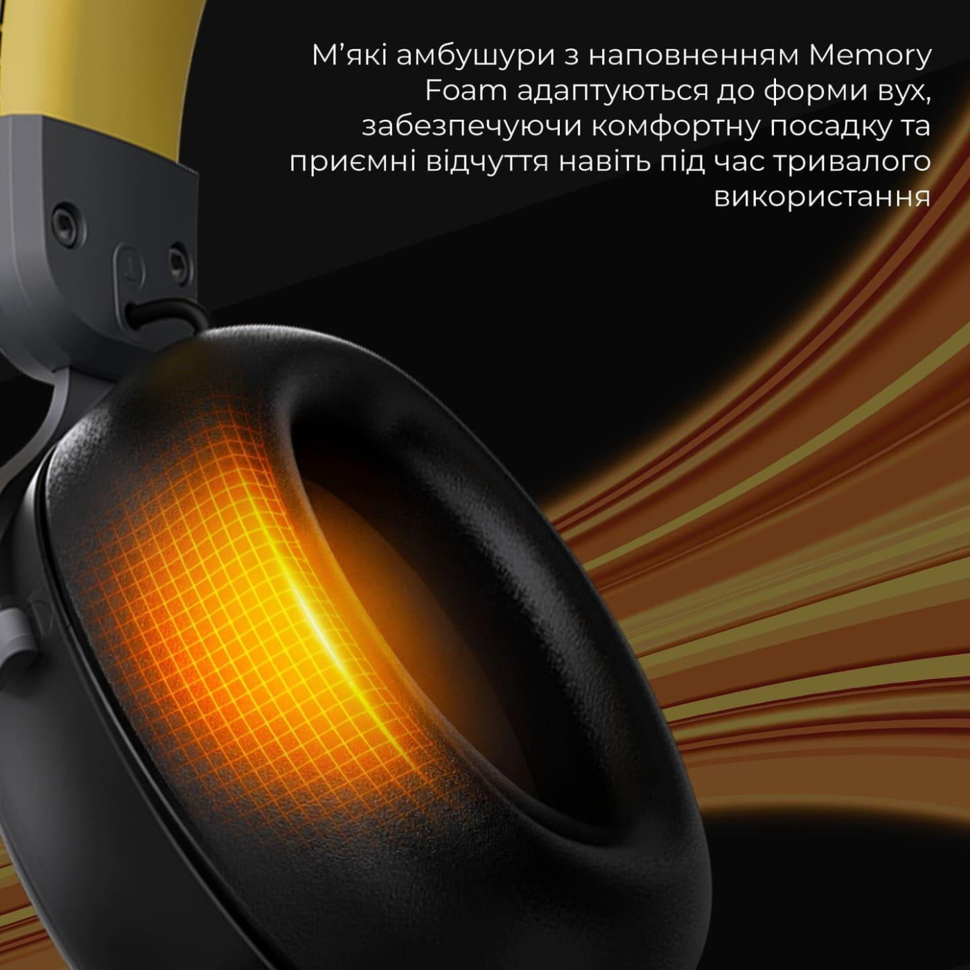 Игровая гарнитура Ajazz AHM08 MAX Black Gray Yellow (AHM08-MAX-BGY)