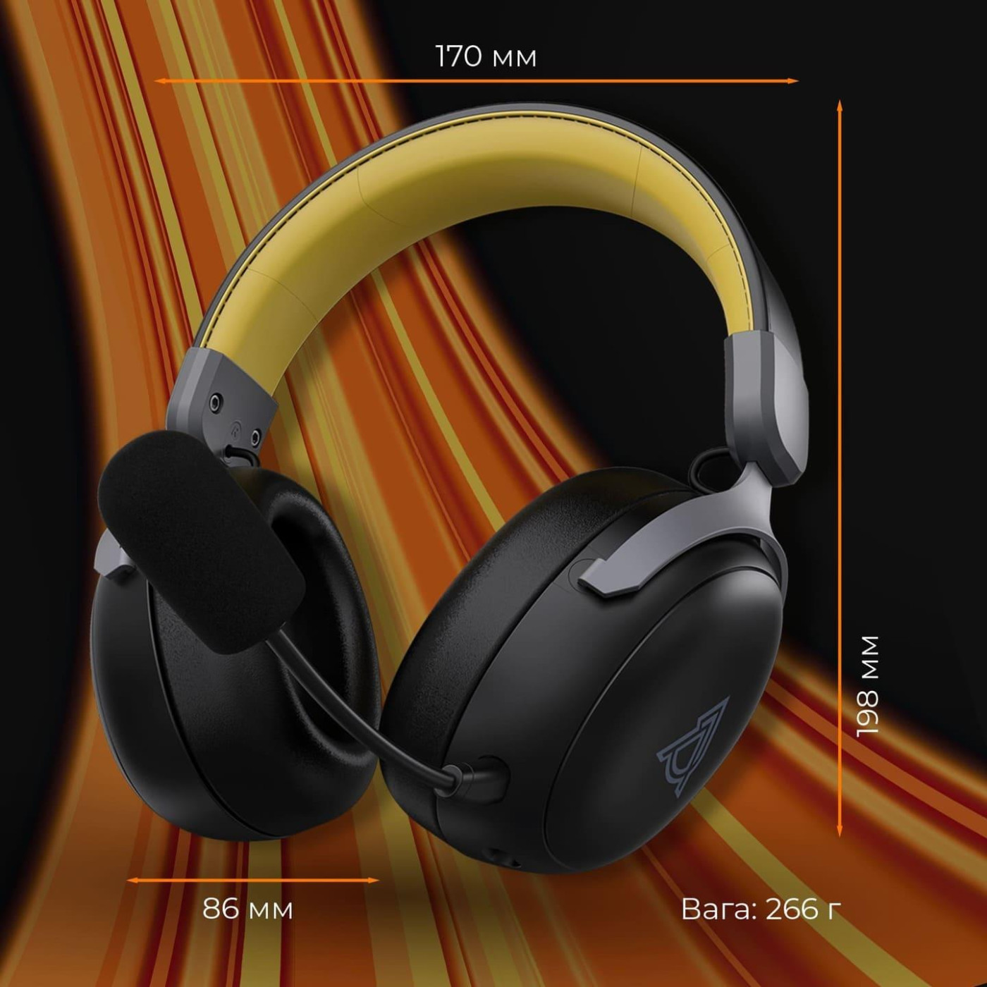 Игровая гарнитура Ajazz AHM08 MAX Black Gray Yellow (AHM08-MAX-BGY)