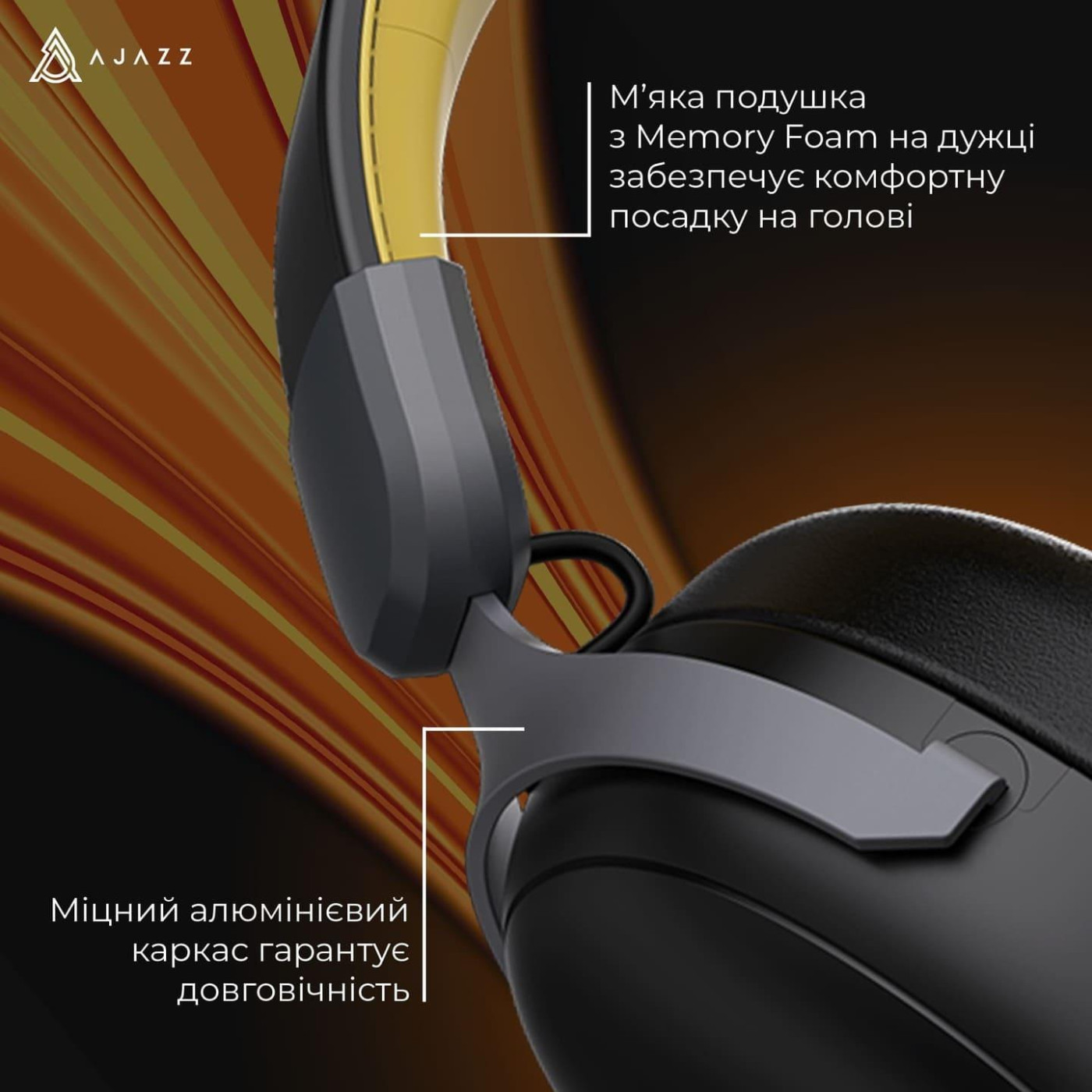 Игровая гарнитура Ajazz AHM08 MAX Black Gray Yellow (AHM08-MAX-BGY)
