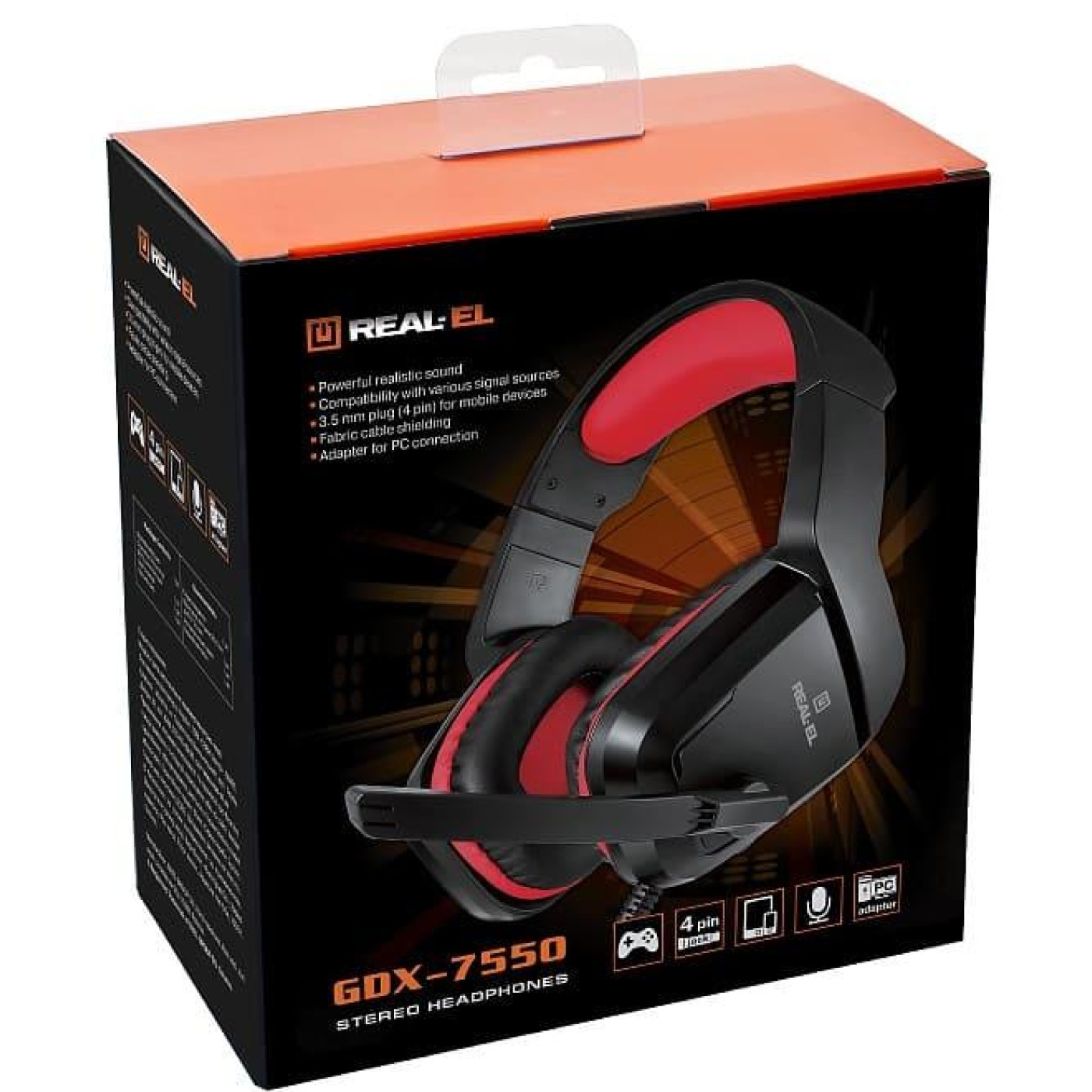 Ігрова гарнітура Real-EL GDX-7550 Bblack-Red (GDX-7550 Bblack-Red)